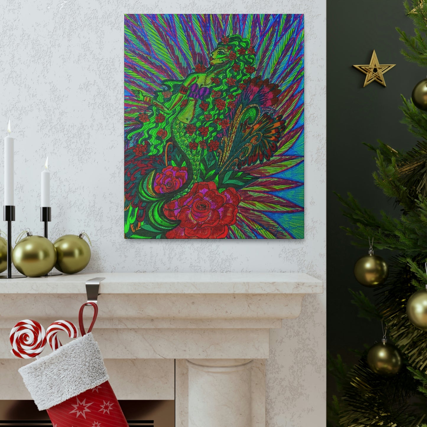 Green Mermaid, Fashion, Abstract, Friendship, Inspiration Wall Art