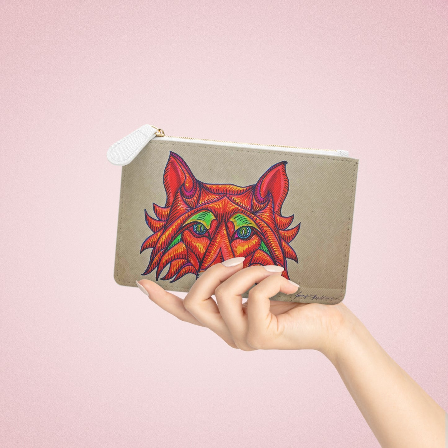 Abstract Surreal Fox Mini Clutch Bag, Bridal Clutch Purse, Designer Party Clutch, Modern Evening Clutch, Wristlet Wallet for women, Evening Clutch Purse, gifts for her, gifts for bridesmaids, Bag, Bagging