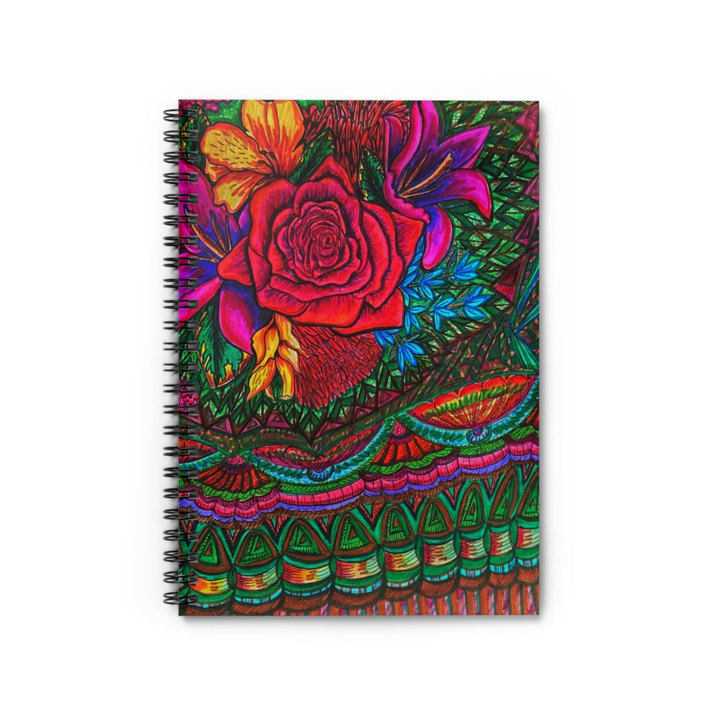 Abstract, Surreal Floral Rose Spiral Notebook - Ruled Line