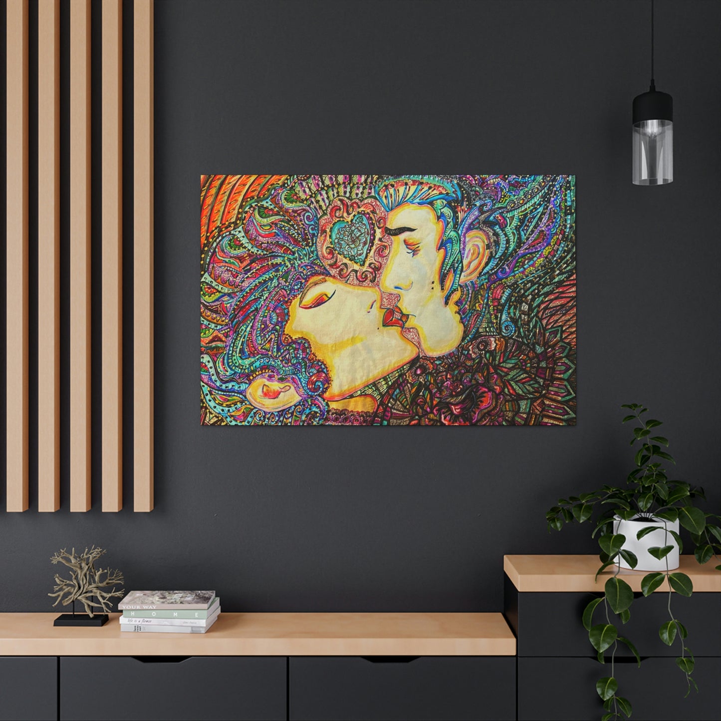 Romantic Kiss Fashion, Abstract, Surreal, Friendship, Inspiration Wall Art