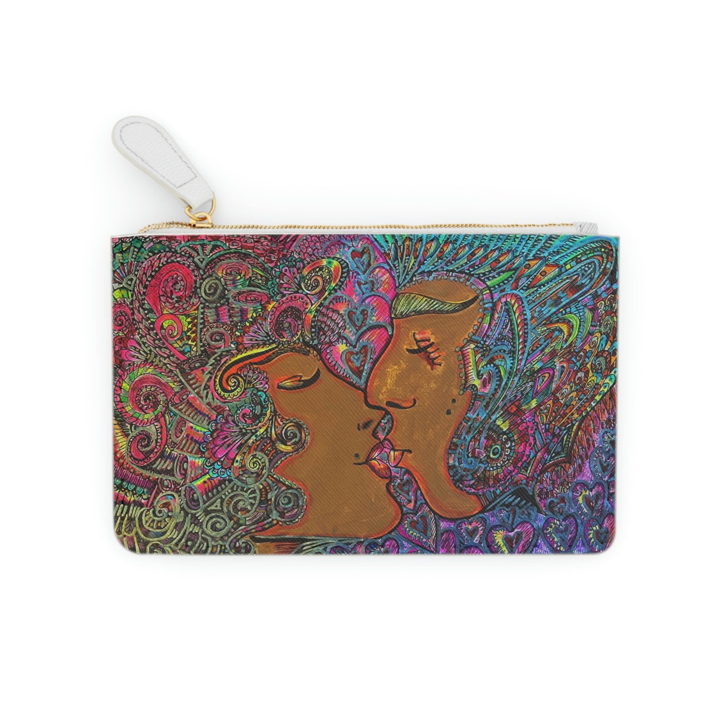 Abstract Surreal Romantic Kiss Mini Clutch Bag, Bridal Clutch Purse, Designer Party Clutch, Modern Evening Clutch, Wristlet Wallet for women, Evening Clutch Purse, gifts for her, gifts for bridesmaids, Bag, Bagging