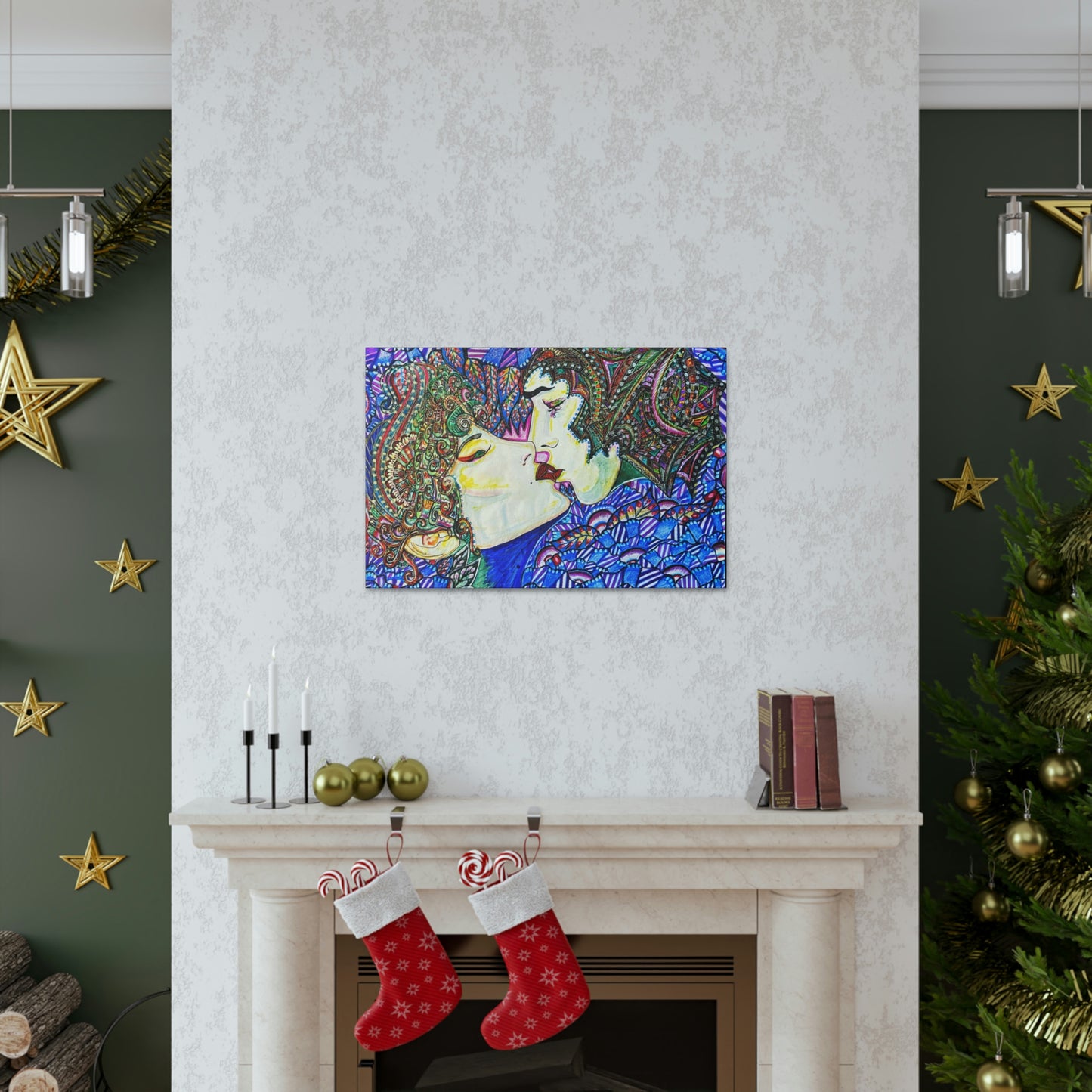 Romantic Kiss Fashion, Abstract, Surreal, Friendship, Inspiration Wall Art