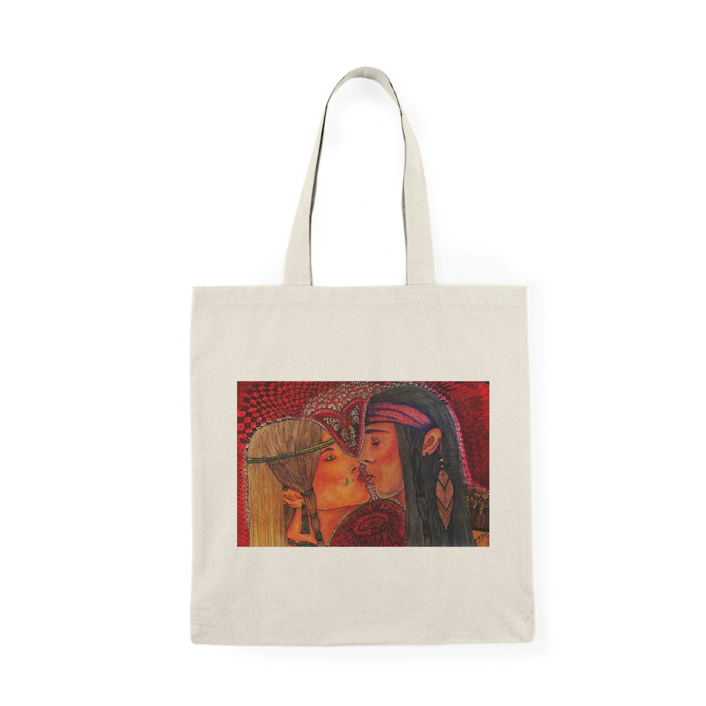Abstract, Surreal, Romantic Kiss, Natural Tote Bag, Aesthetic Canvas Bag Shopping Bag, Birthday Gift Bag, Bridal Gift Tote Bag, Library Bag.