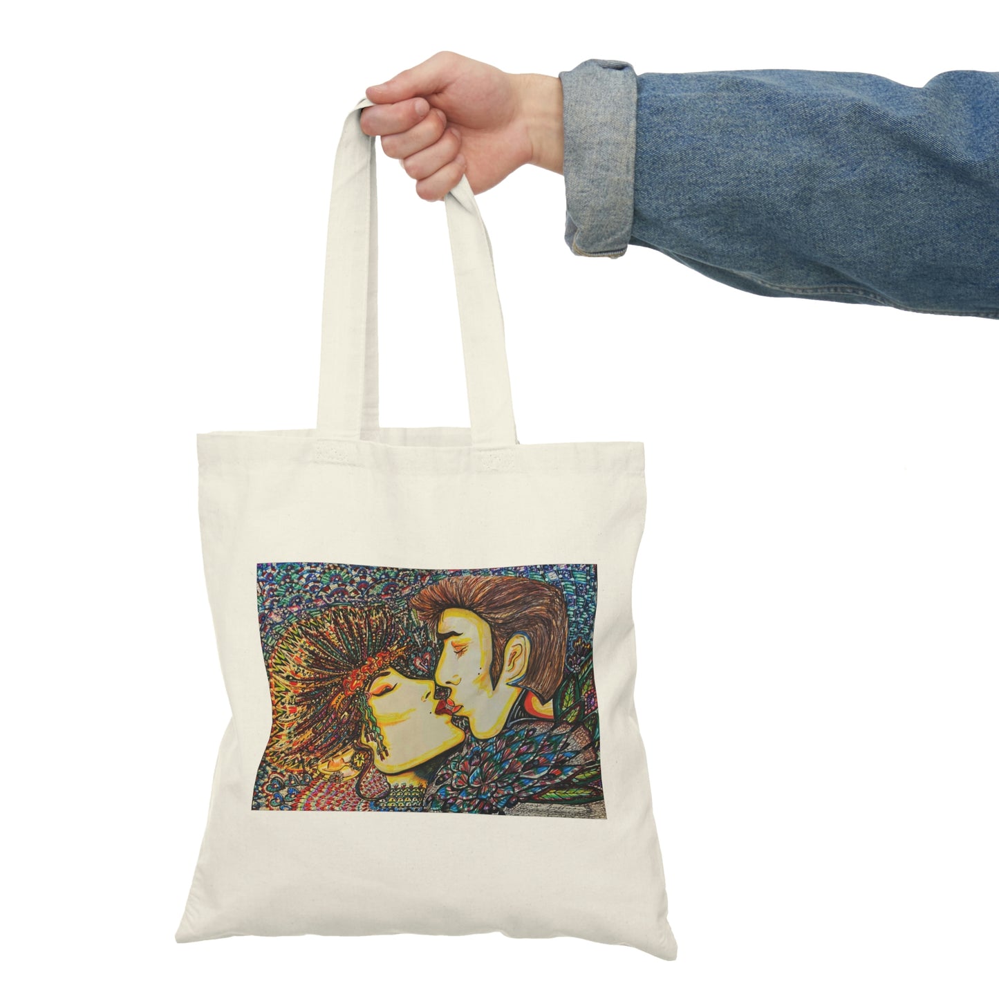 Abstract, Surreal Romance Natural Tote Bag, Aesthetic Canvas Bag Shopping Bag, Birthday Gift Bag, Bridal Gift Tote Bag, Library Bag.