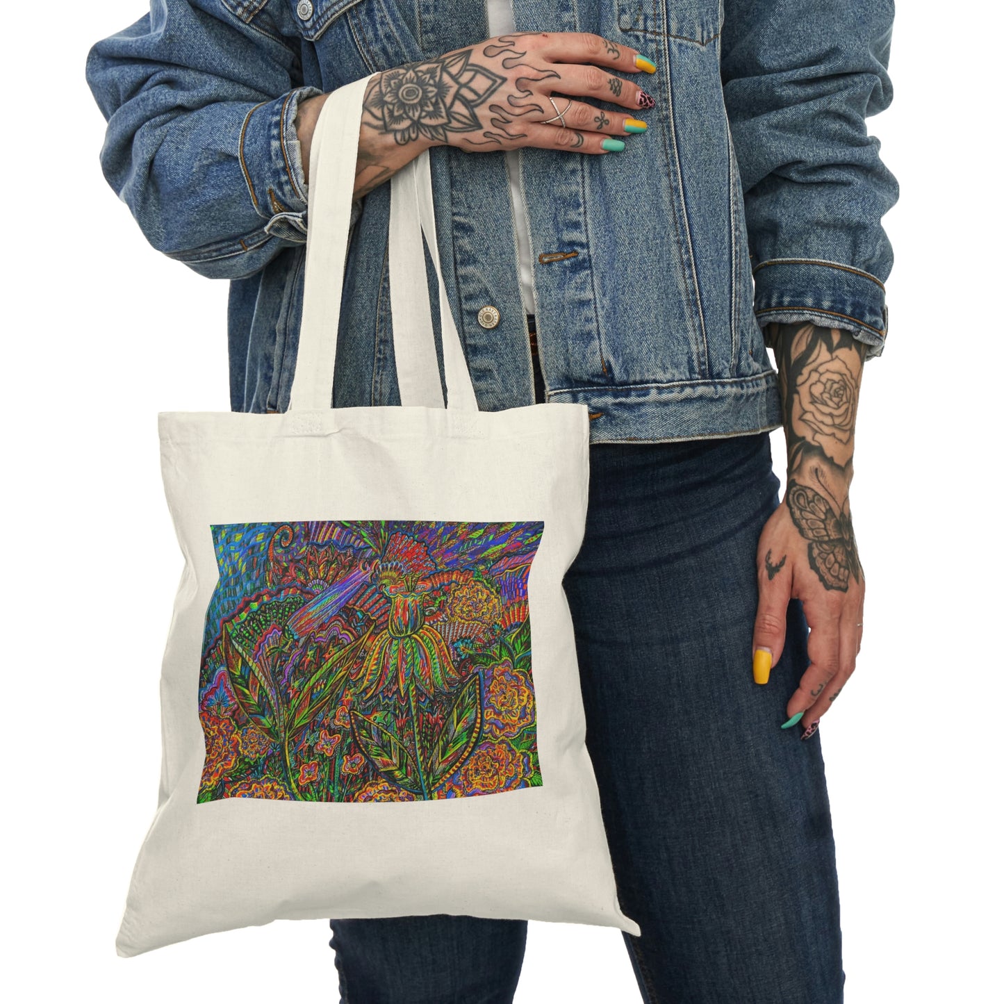 Abstract, Surreal Flower Natural Tote Bag, Aesthetic Canvas Bag Shopping Bag, Birthday Gift Bag, Bridal Gift Tote Bag, Library Bag.