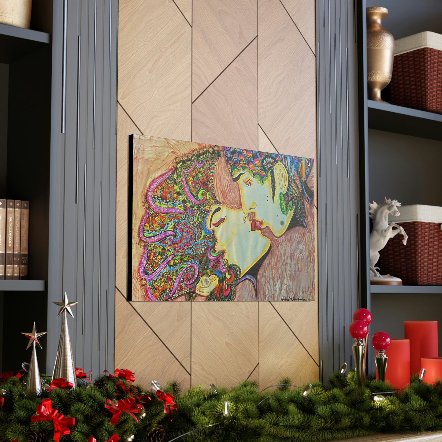 Romantic Kiss Fashion, Abstract, Surreal, Friendship, Inspiration Wall Art