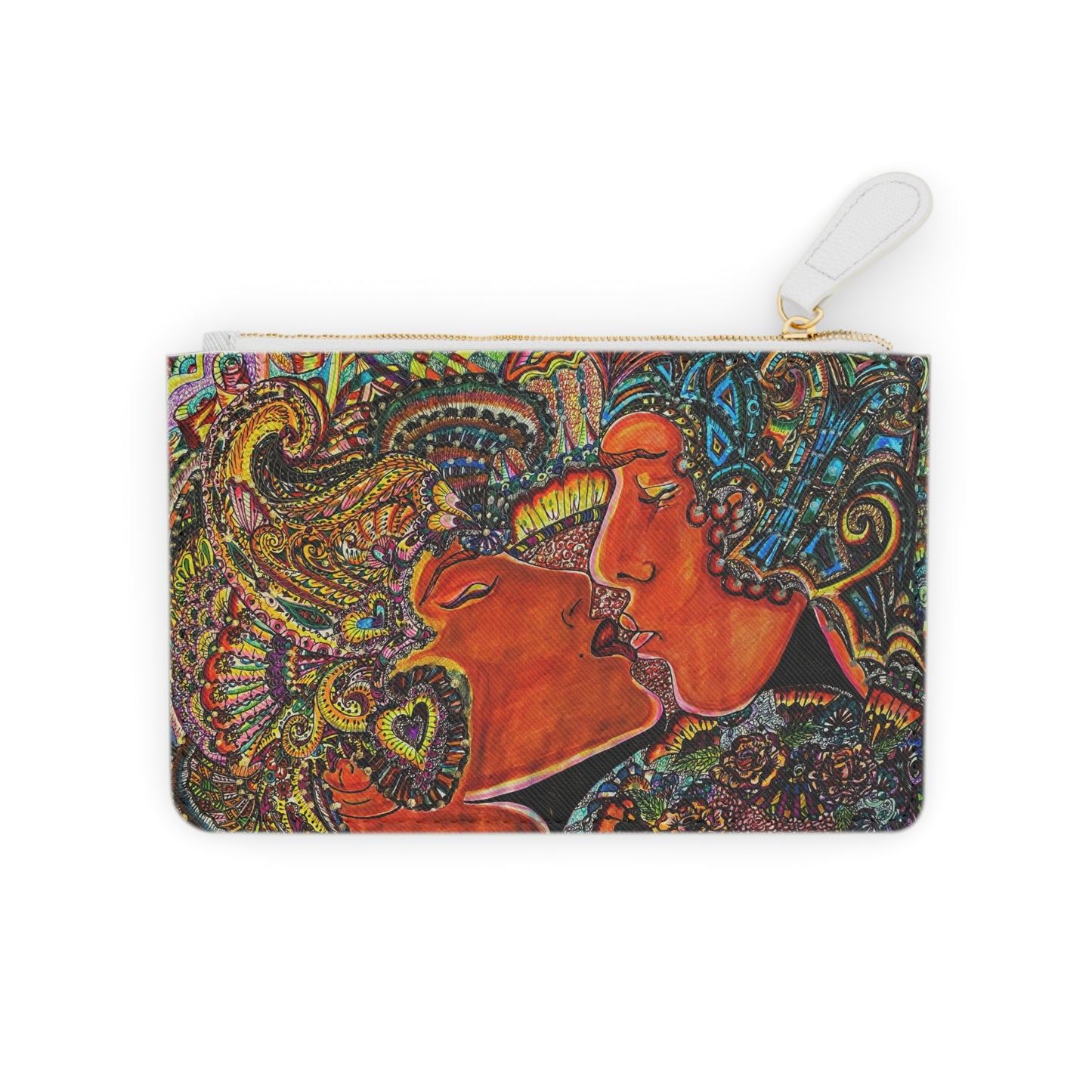 Abstract Surreal Romantic Kiss Mini Clutch Bag, Bridal Clutch Purse, Designer Party Clutch, Modern Evening Clutch, Wristlet Wallet for women, Evening Clutch Purse, gifts for her, gifts for bridesmaids, Bag, Bagging