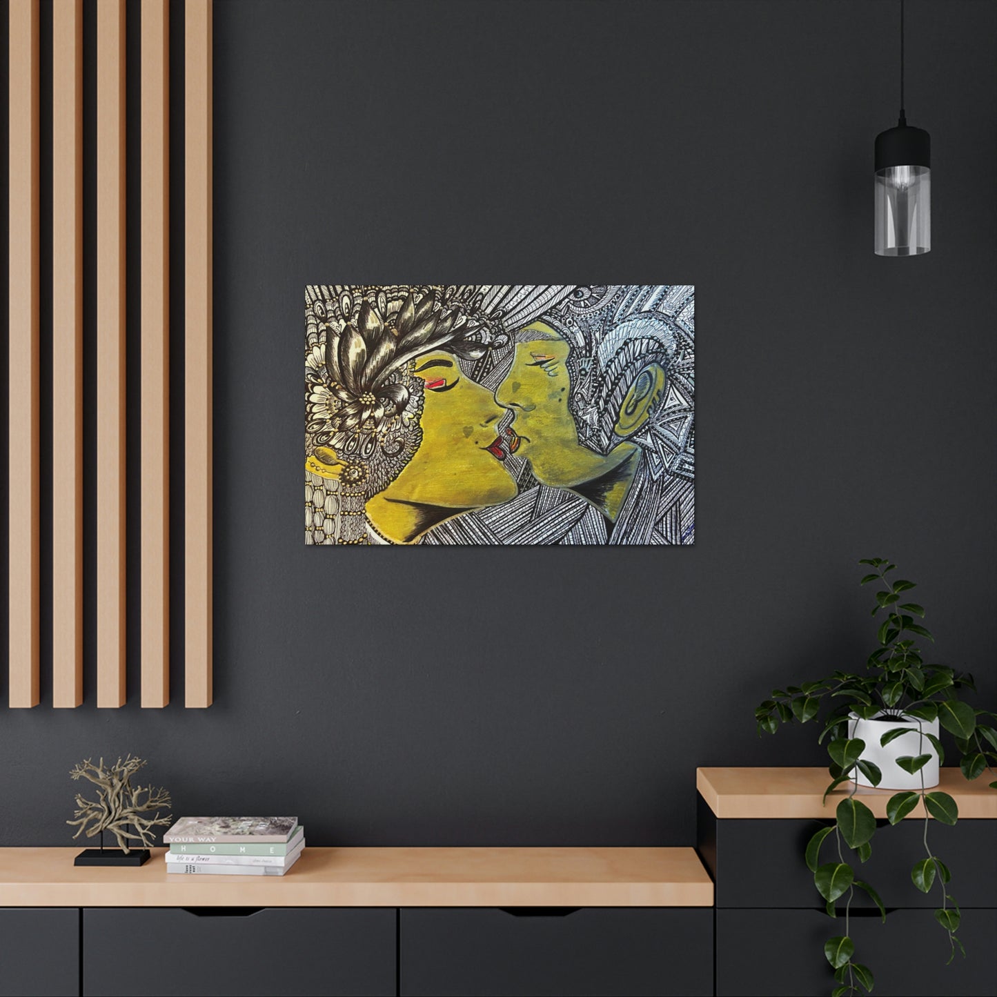 Romantic Kiss Fashion, Abstract, Surreal, Friendship, Inspiration Wall Art