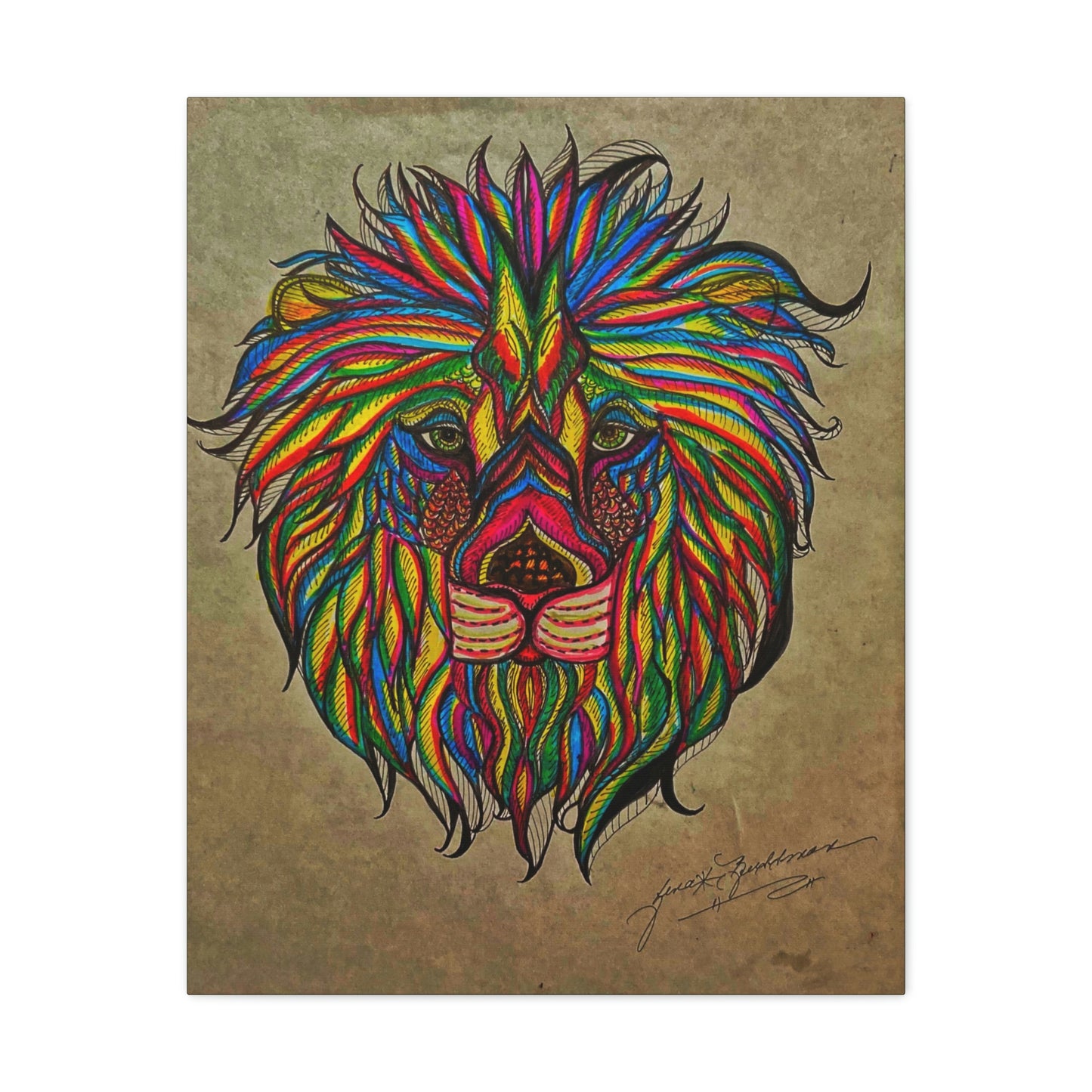 Colorful Lion Fashion, Abstract, Surreal, Friendship, Inspiration Wall Art