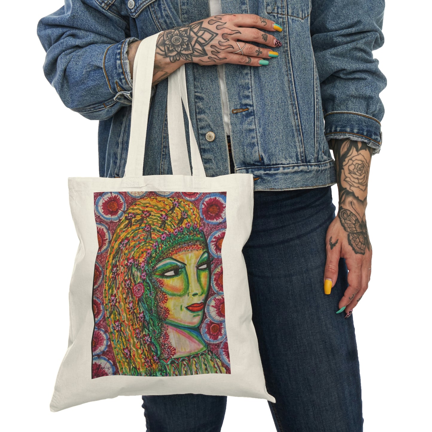 Abstract, Surreal Woman Natural Tote Bag, Aesthetic Canvas Bag Shopping Bag, Birthday Gift Bag, Bridal Gift Tote Bag, Library Bag.