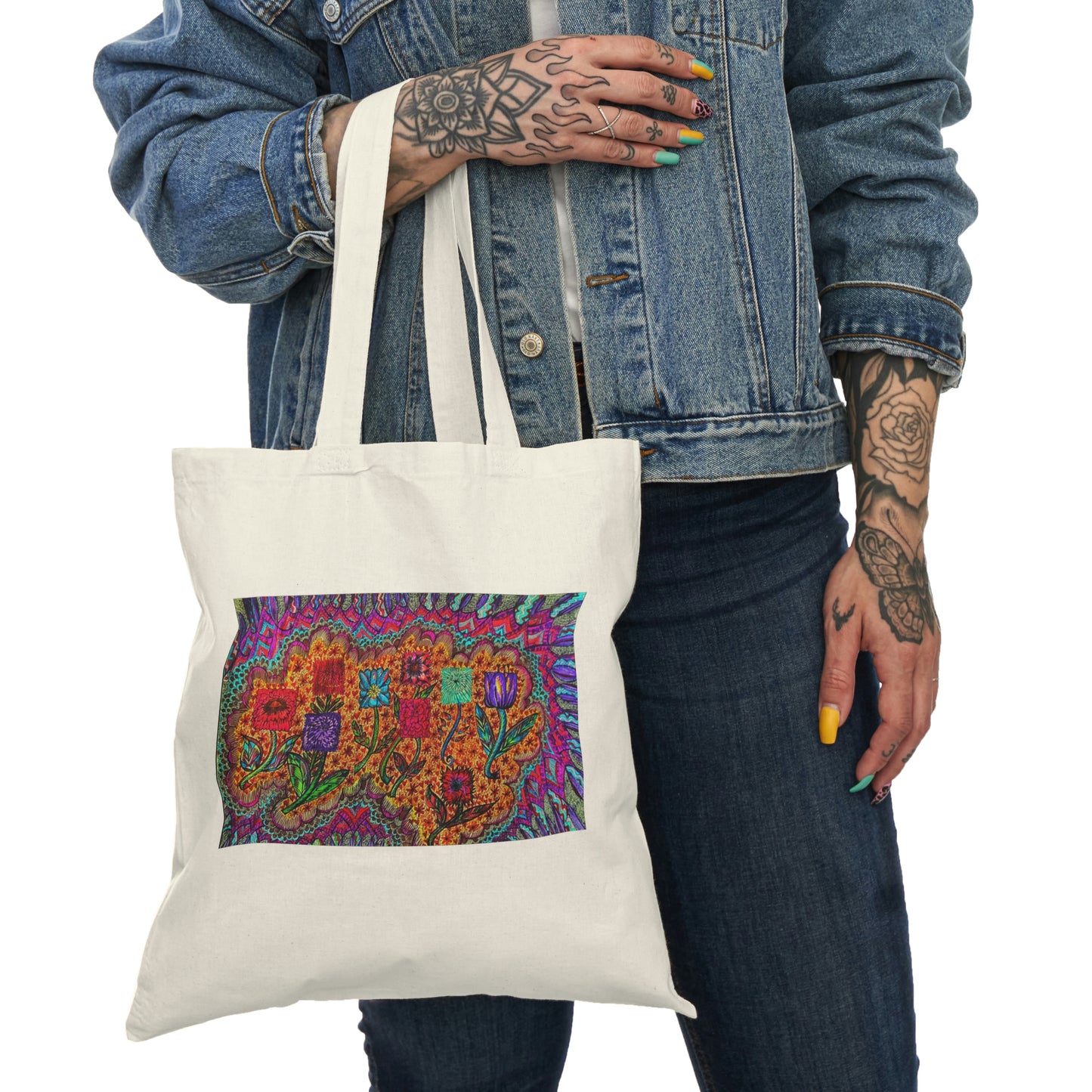 Abstract, Surreal Flower Natural Tote Bag, Aesthetic Canvas Bag Shopping Bag, Birthday Gift Bag, Bridal Gift Tote Bag, Library Bag.