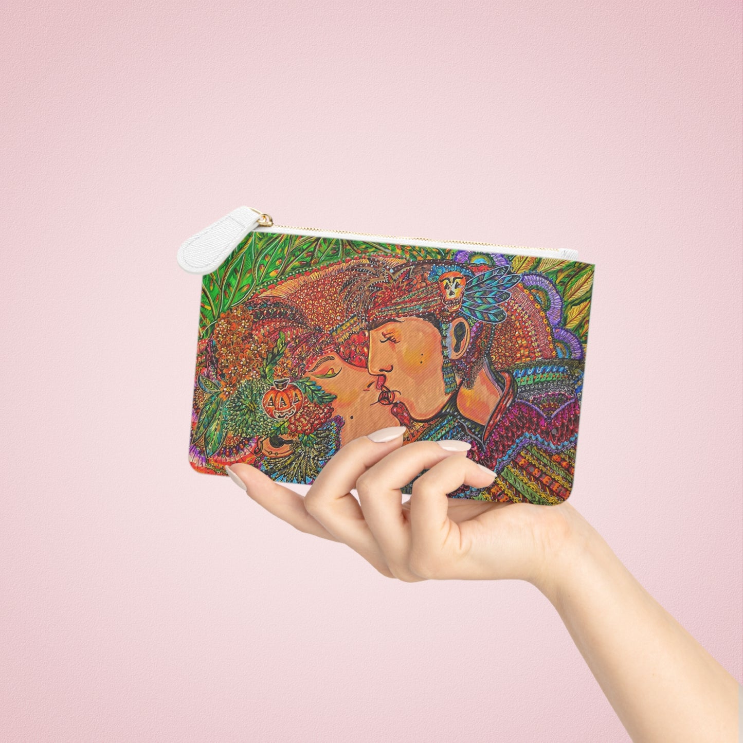 Abstract Surreal Romantic Kiss Mini Clutch Bag, Bridal Clutch Purse, Designer Party Clutch, Modern Evening Clutch, Wristlet Wallet for women, Evening Clutch Purse, gifts for her, gifts for bridesmaids, Bag, Bagging