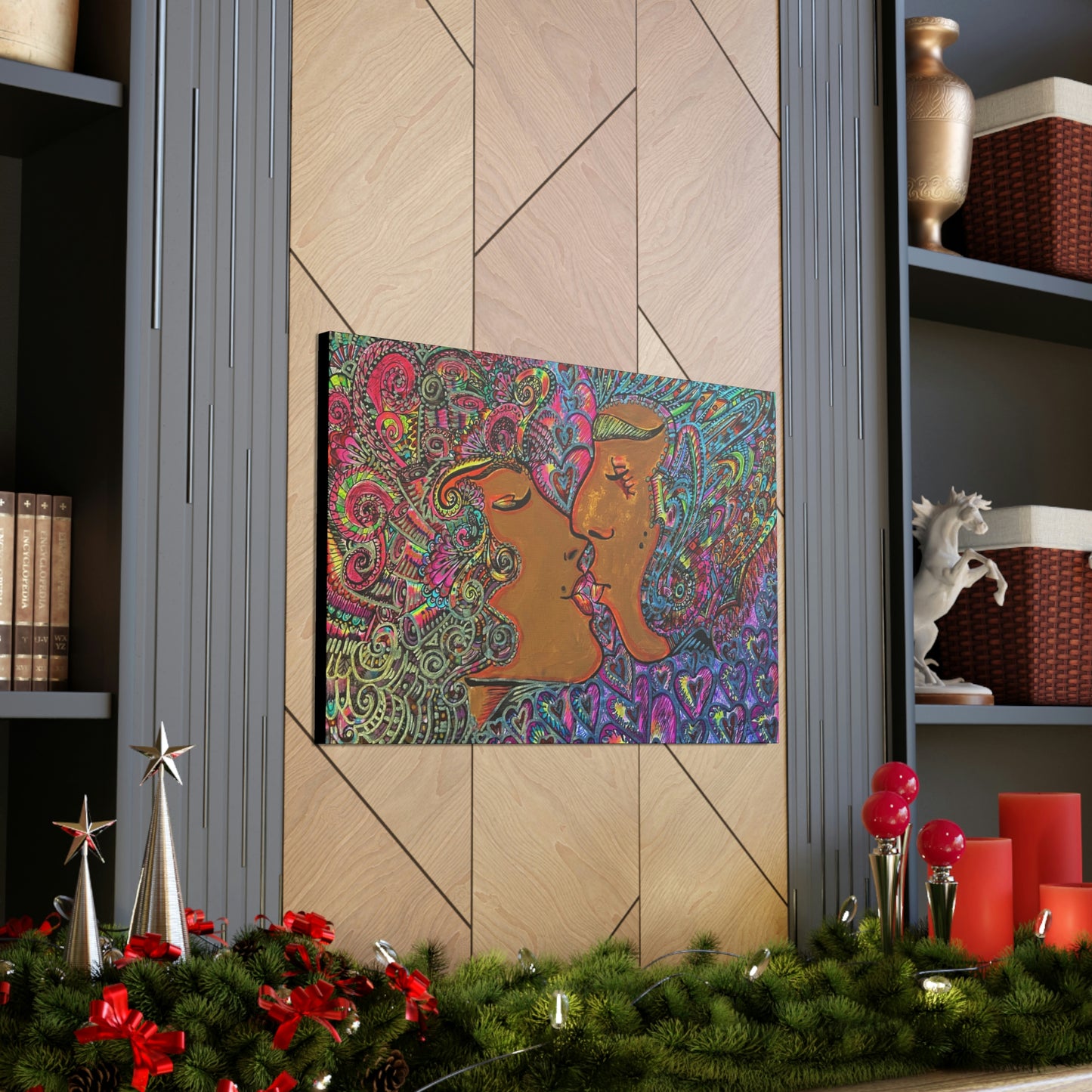 Romantic Kiss Fashion, Abstract, Surreal, Friendship, Inspiration Wall Art