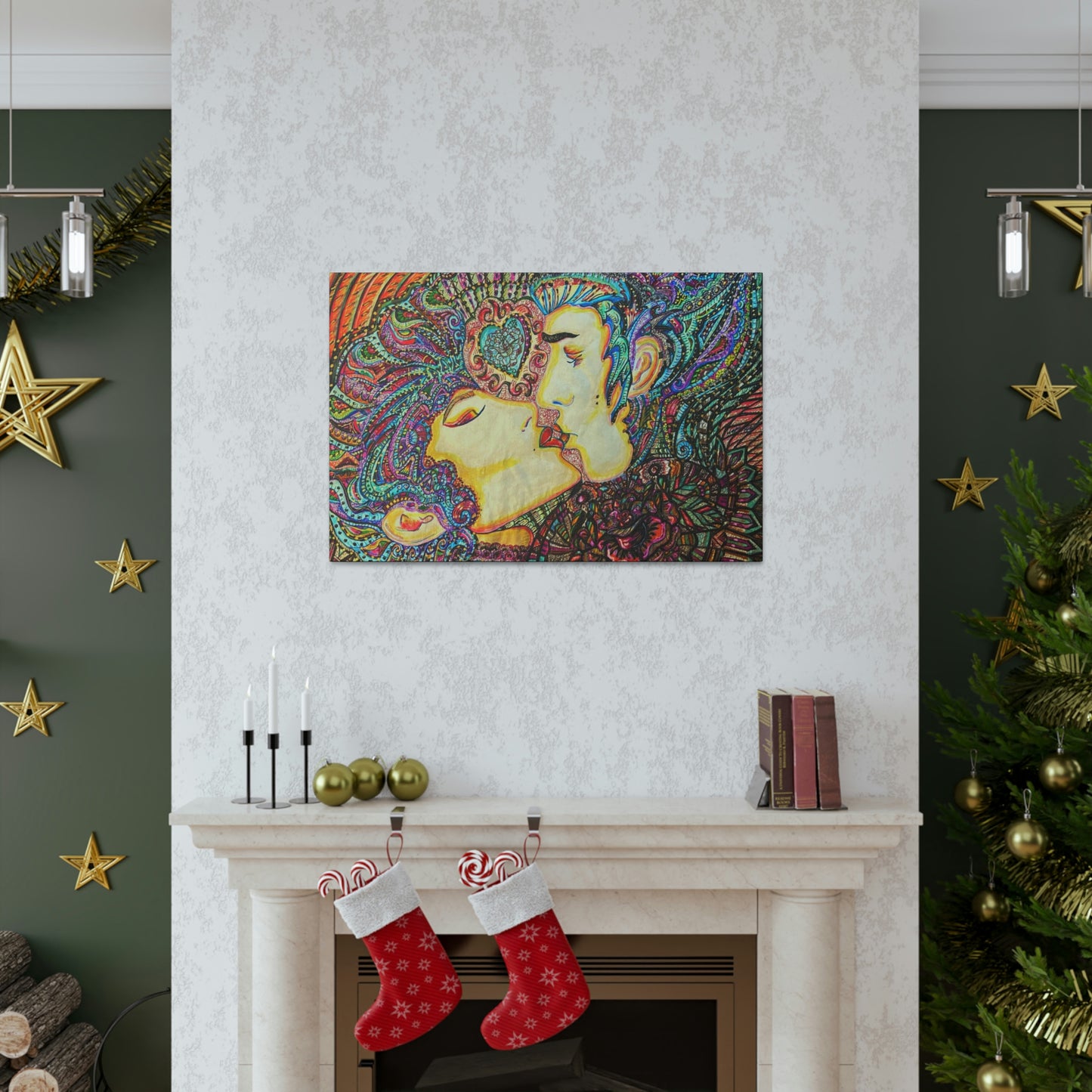 Romantic Kiss Fashion, Abstract, Surreal, Friendship, Inspiration Wall Art