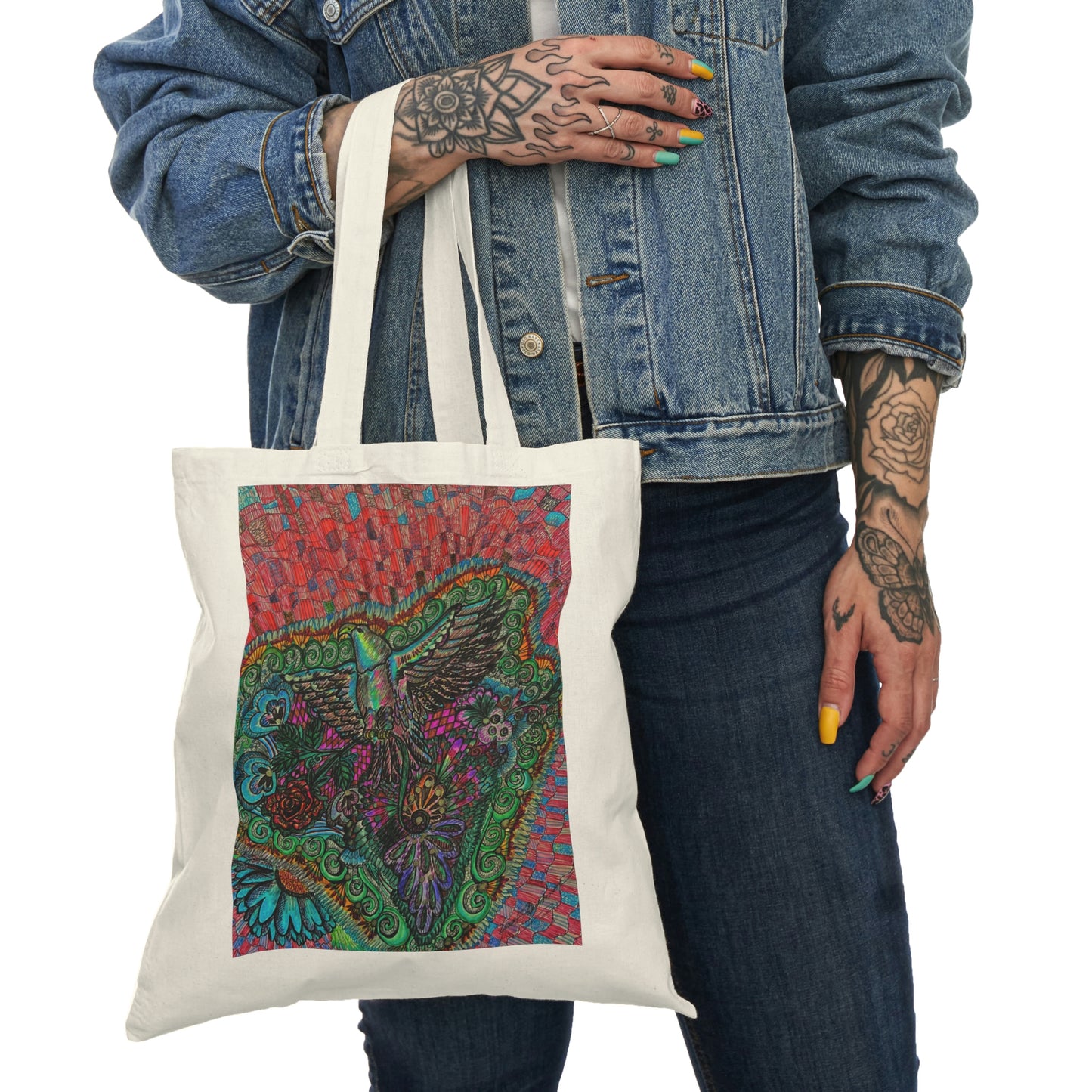 Abstract, Surreal Eagle Natural Tote Bag, Aesthetic Canvas Bag Shopping Bag, Birthday Gift Bag, Bridal Gift Tote Bag, Library Bag.