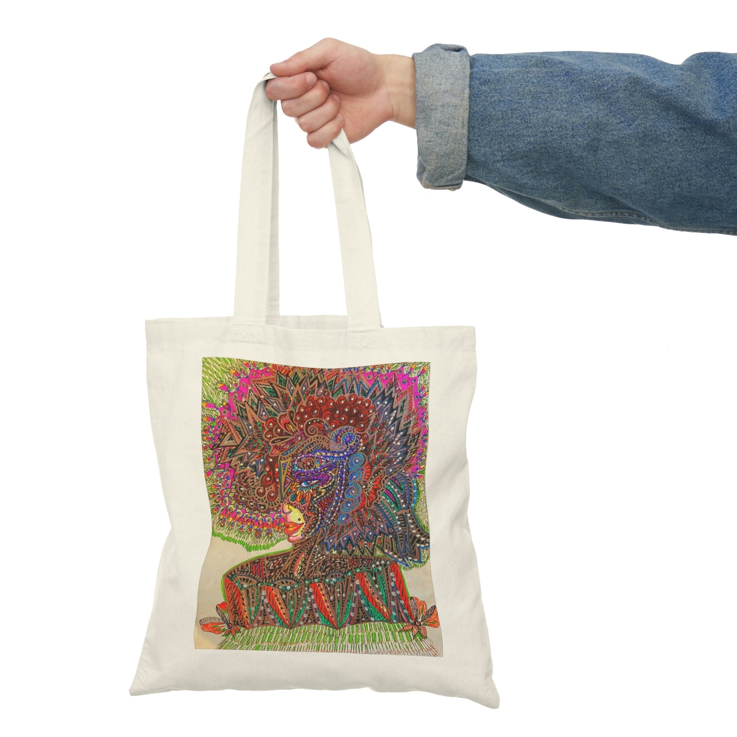 Abstract, Surreal Spirit Natural Tote Bag, Aesthetic Canvas Bag Shopping Bag, Birthday Gift Bag, Bridal Gift Tote Bag, Library Bag.