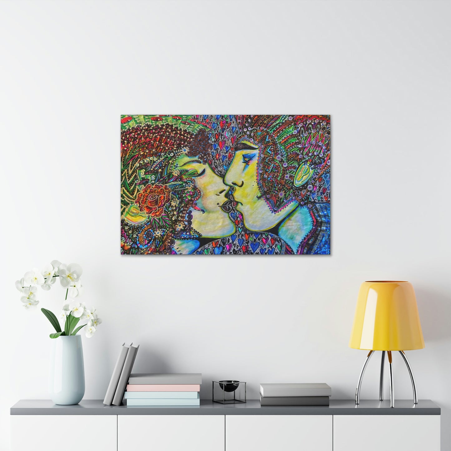 Romantic Kiss Fashion, Abstract, Surreal, Friendship, Inspiration Wall Art