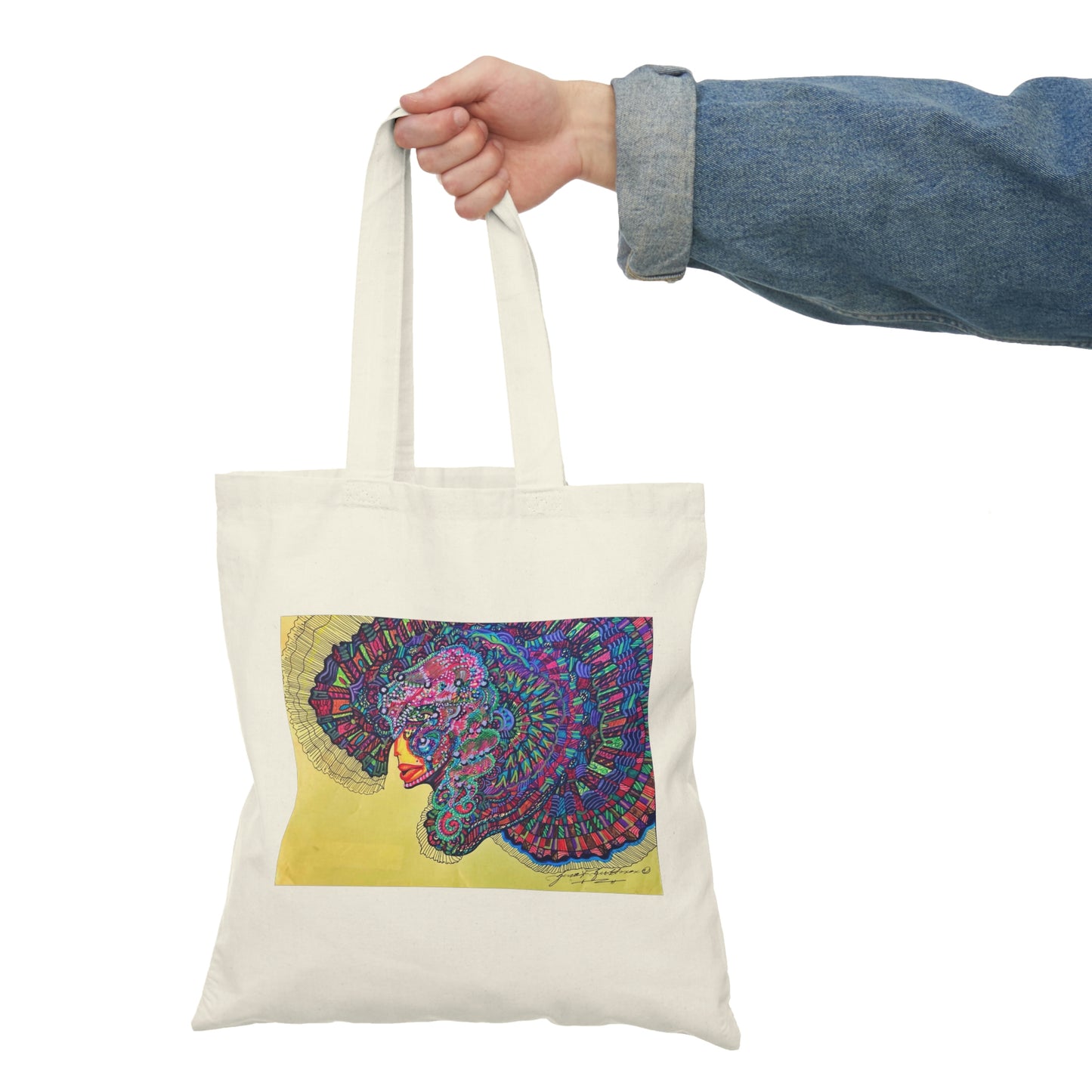 Abstract, Surreal Spirit Guide Natural Tote Bag, Aesthetic Canvas Bag Shopping Bag, Birthday Gift Bag, Bridal Gift Tote Bag, Library Bag.