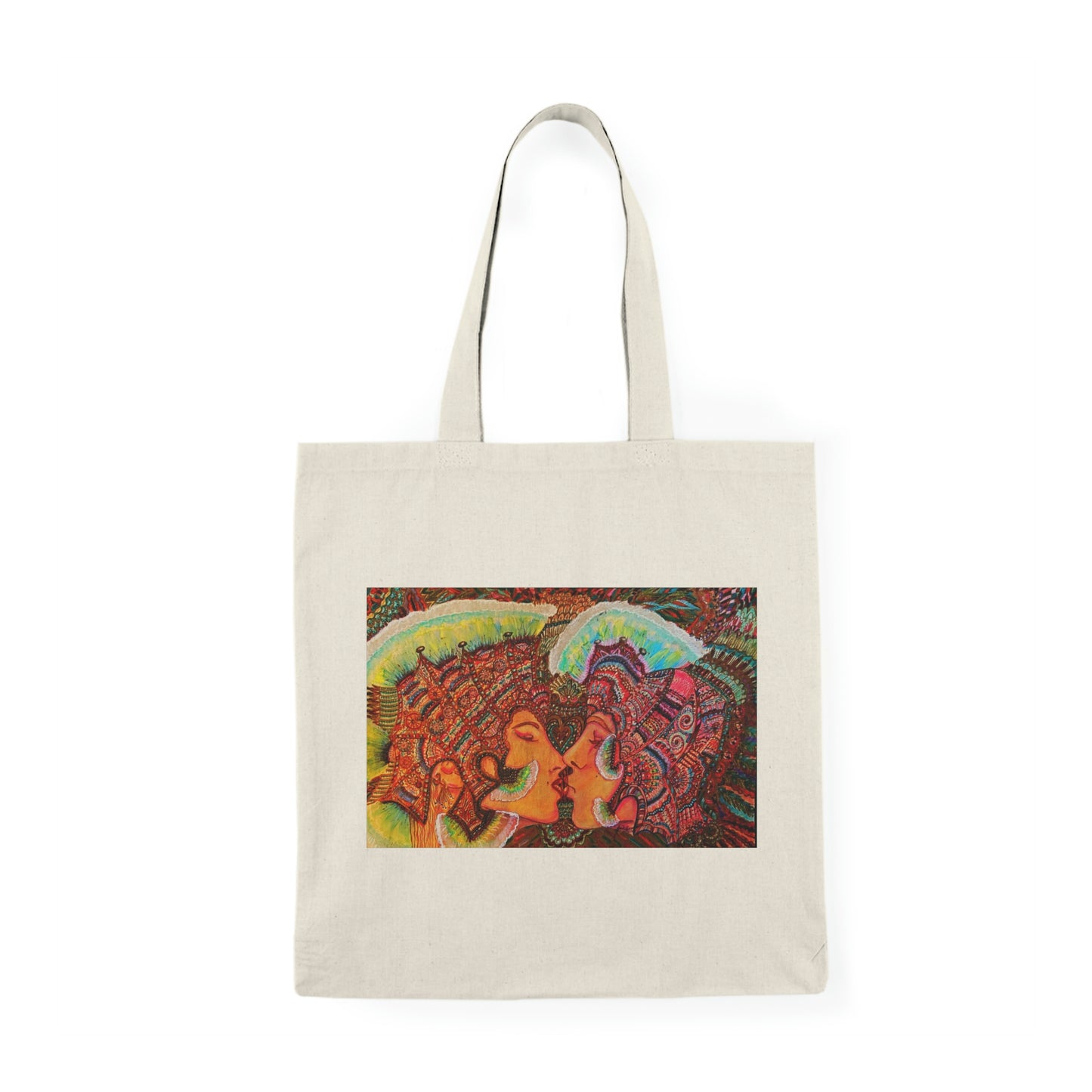 Abstract, Surreal Romantic Kiss Natural Tote Bag, Aesthetic Canvas Bag Shopping Bag, Birthday Gift Bag, Bridal Gift Tote Bag, Library Bag.