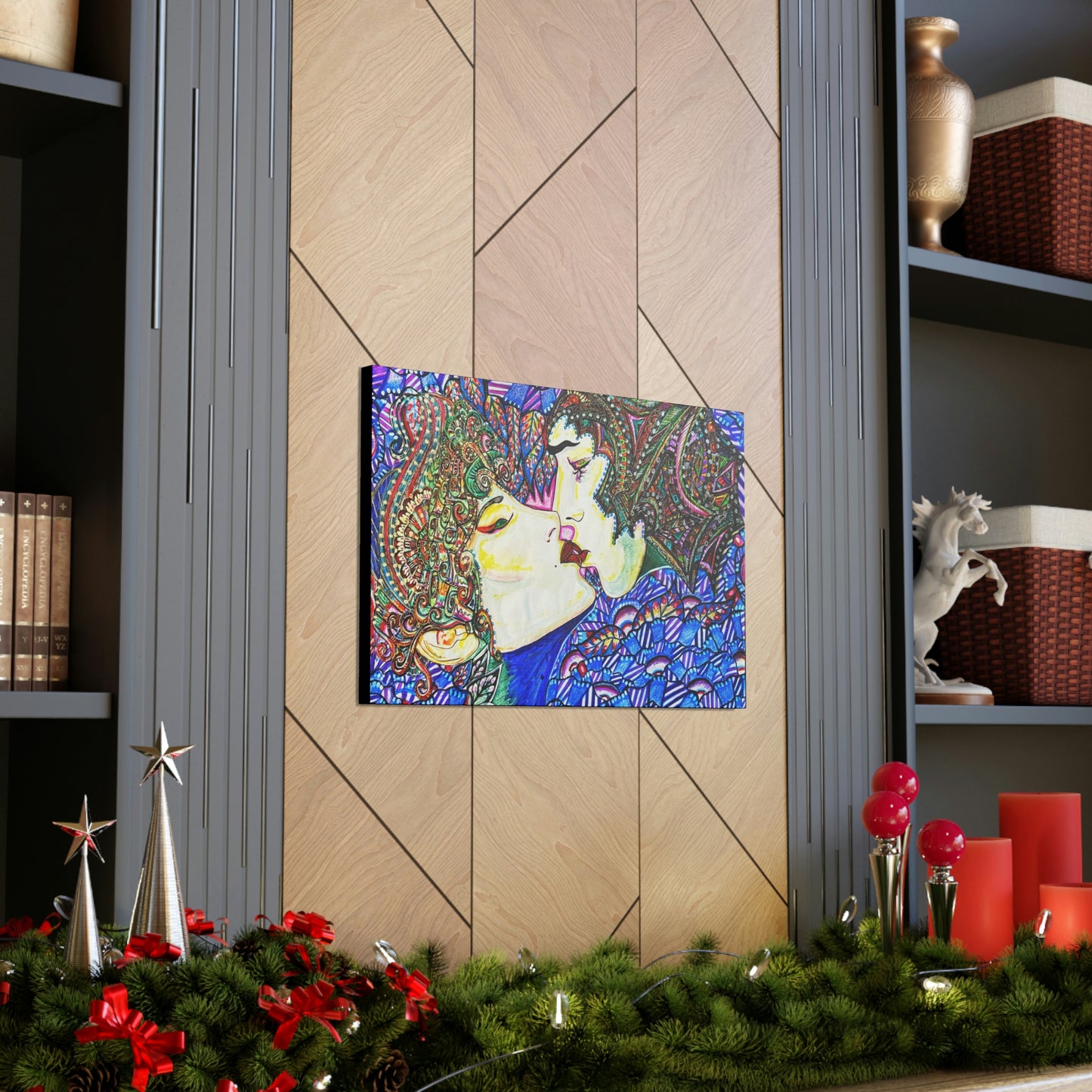Romantic Kiss Fashion, Abstract, Surreal, Friendship, Inspiration Wall Art