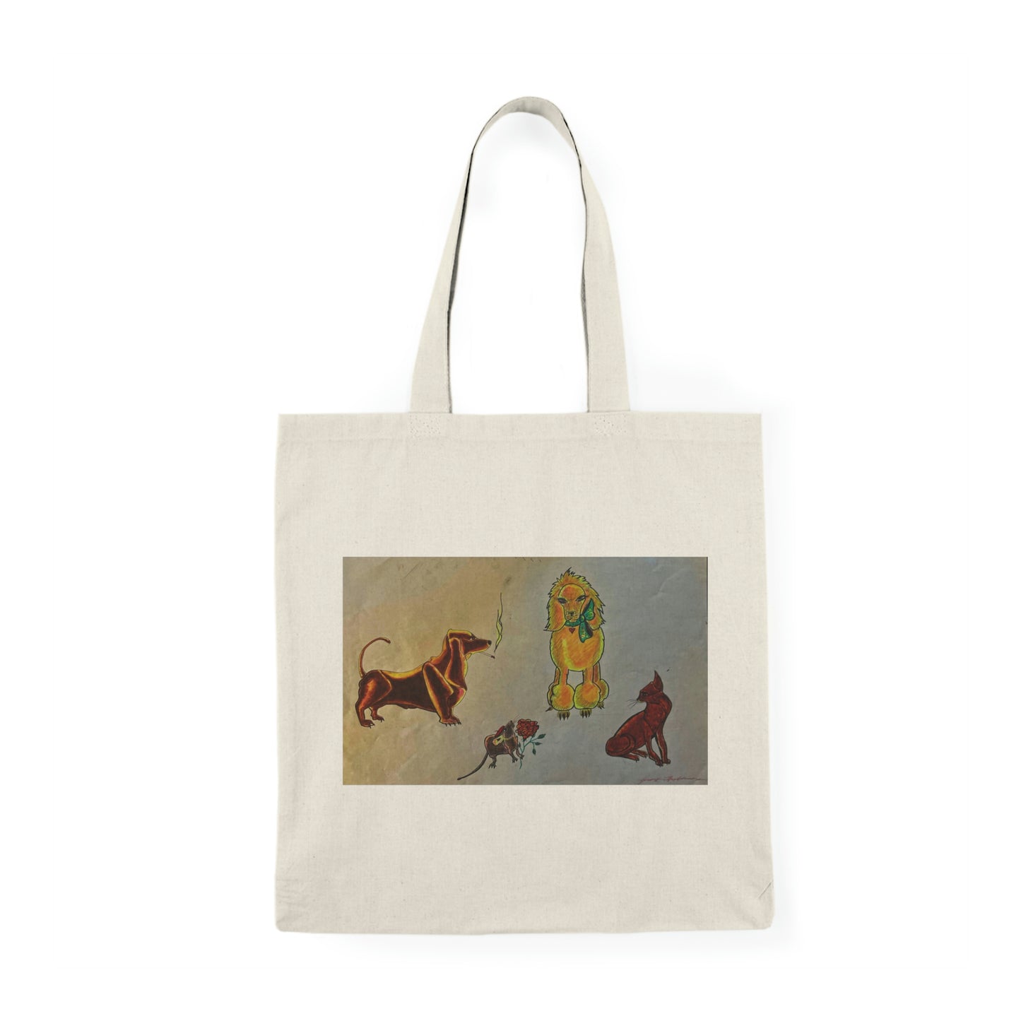 Abstract, Surreal Dog Natural Tote Bag, Aesthetic Canvas Bag Shopping Bag, Birthday Gift Bag, Bridal Gift Tote Bag, Library Bag.