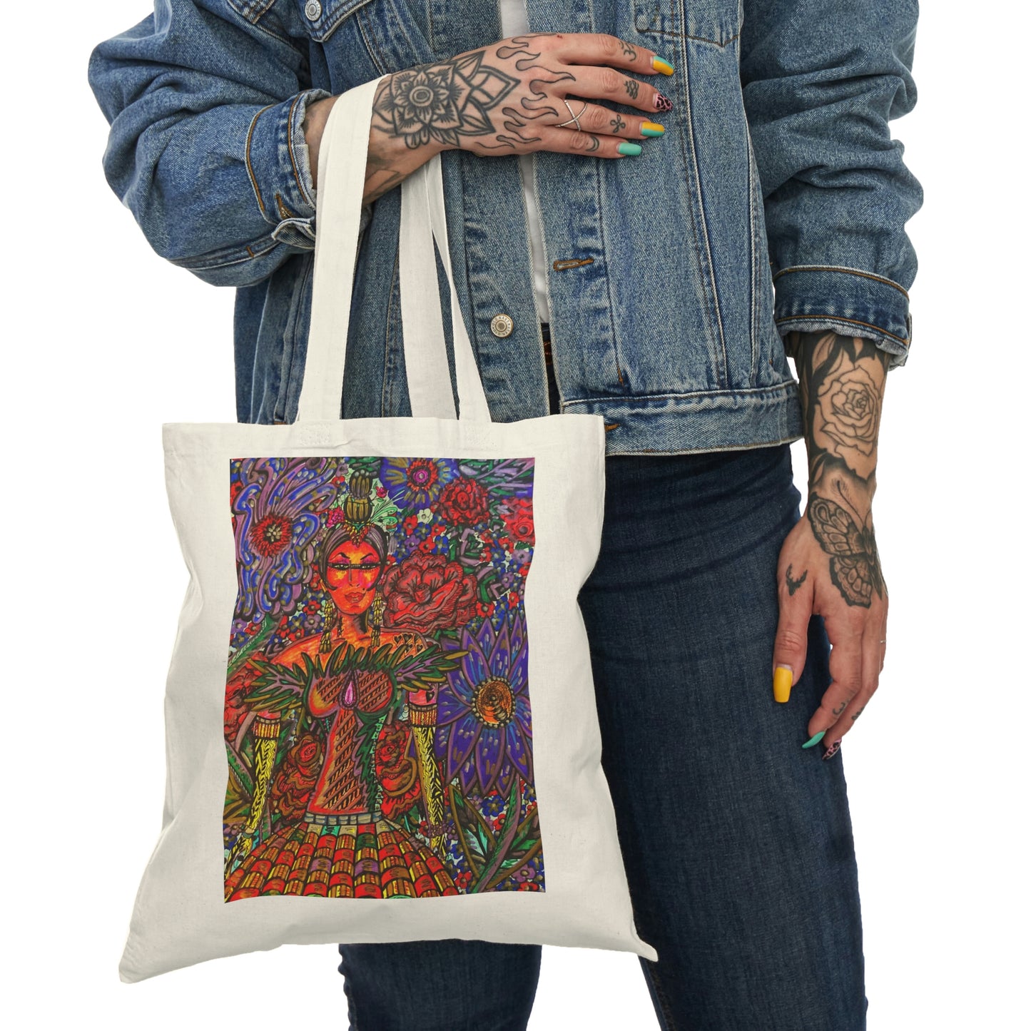 Abstract, Surreal Floral Women Natural Tote Bag, Aesthetic Canvas Bag Shopping Bag, Birthday Gift Bag, Bridal Gift Tote Bag, Library Bag.
