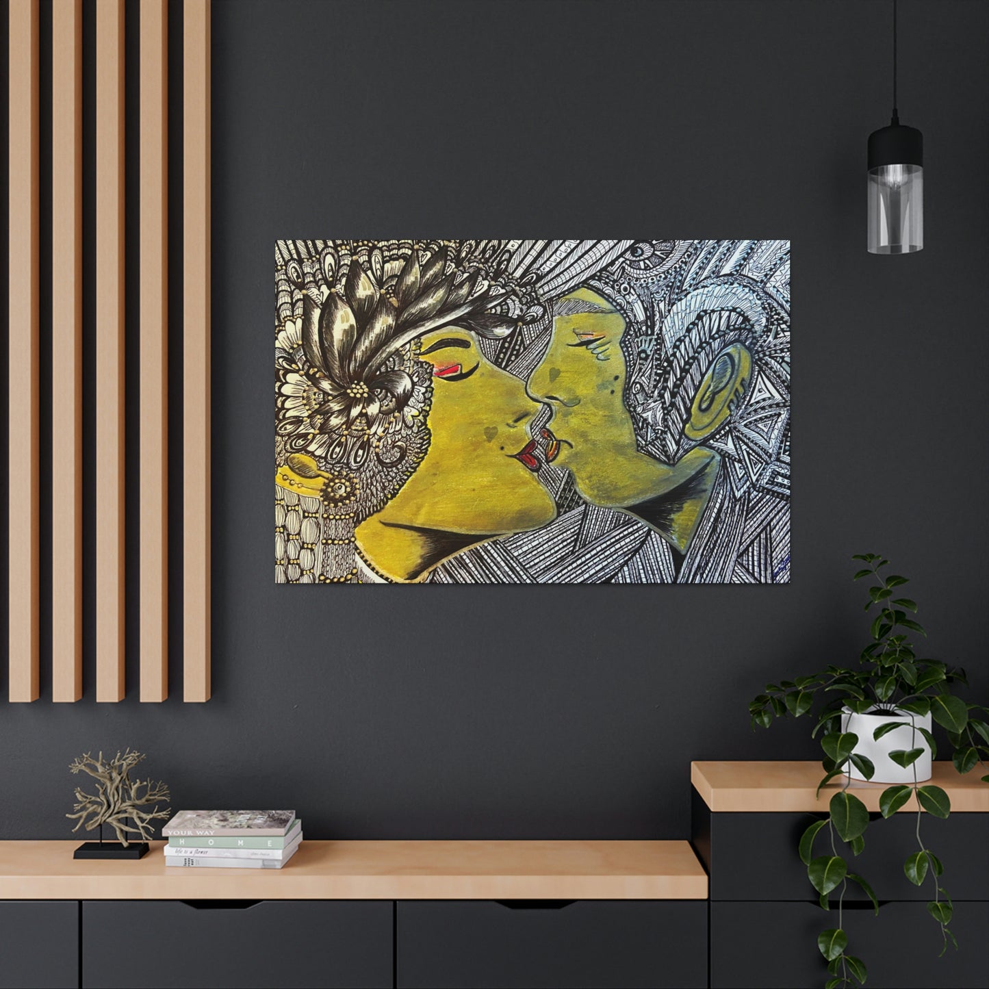 Romantic Kiss Fashion, Abstract, Surreal, Friendship, Inspiration Wall Art