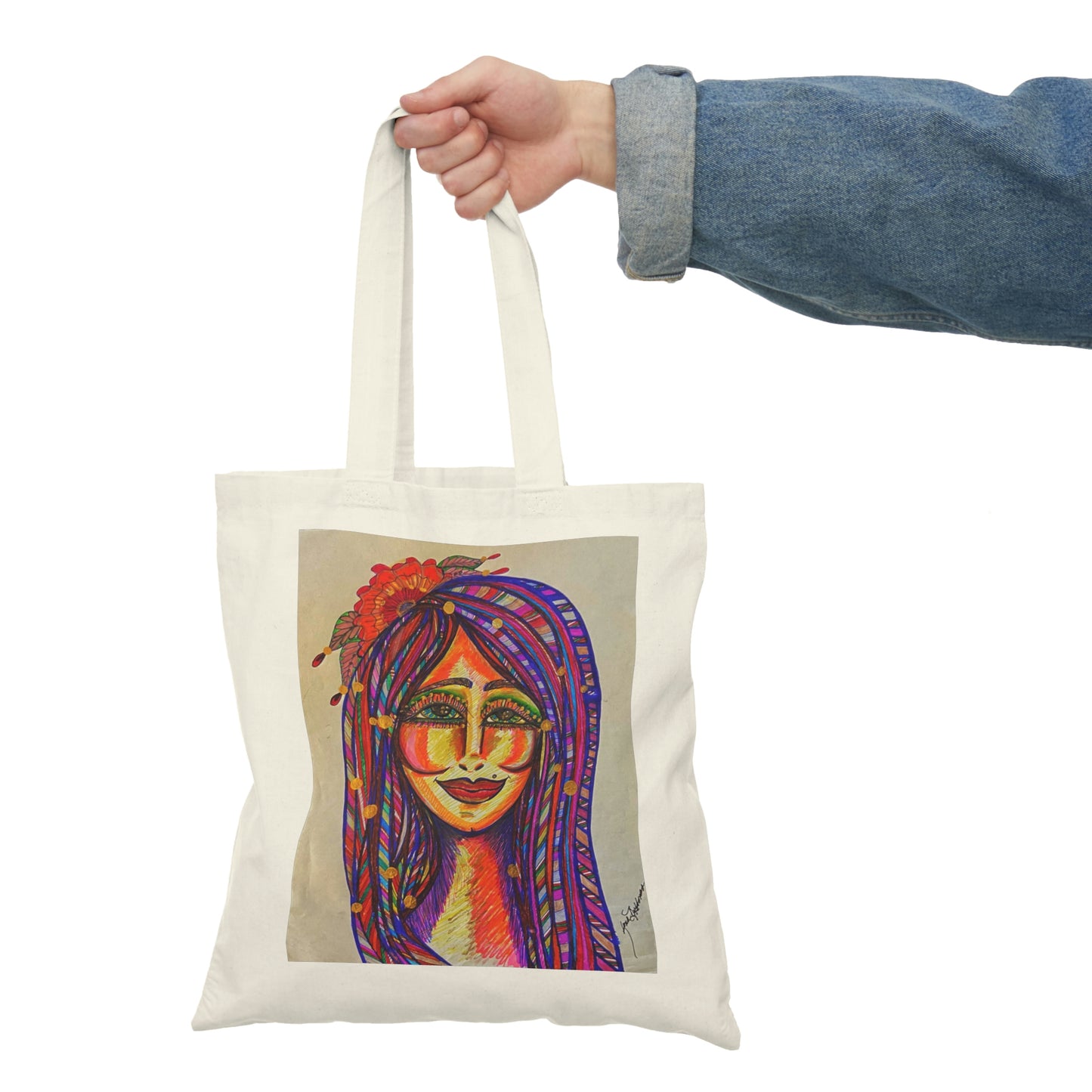 Abstract, Surreal Woman Natural Tote Bag, Aesthetic Canvas Bag Shopping Bag, Birthday Gift Bag, Bridal Gift Tote Bag, Library Bag.