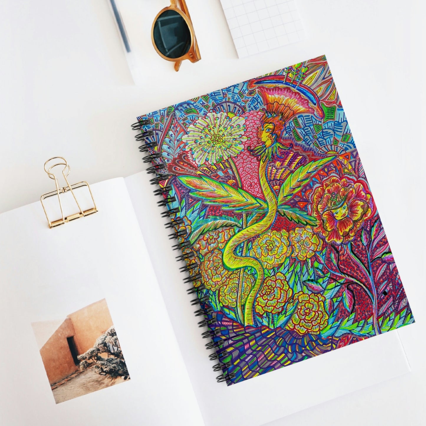 Abstract, Surreal Fairy Flower Spiral Notebook - Ruled Line