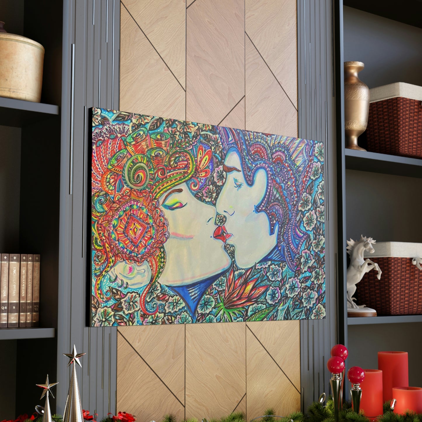 Romantic Kiss Fashion, Abstract, Surreal, Friendship, Inspiration Wall Art