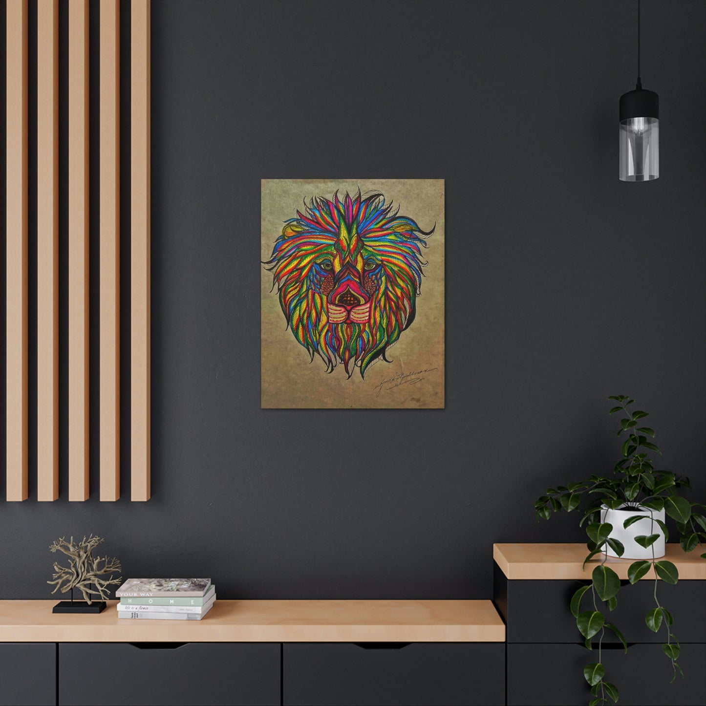 Colorful Lion Fashion, Abstract, Surreal, Friendship, Inspiration Wall Art