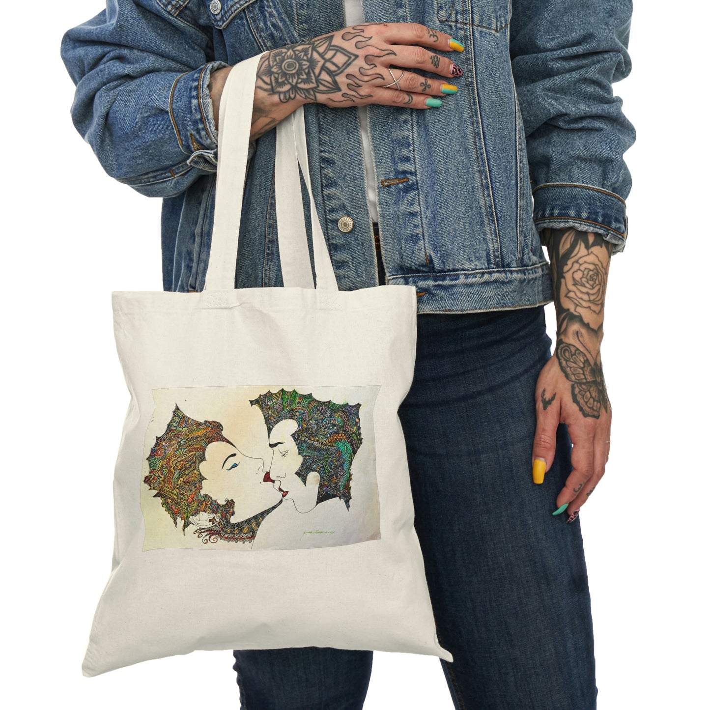 Abstract, Surreal Romance Natural Tote Bag, Aesthetic Canvas Bag Shopping Bag, Birthday Gift Bag, Bridal Gift Tote Bag, Library Bag.