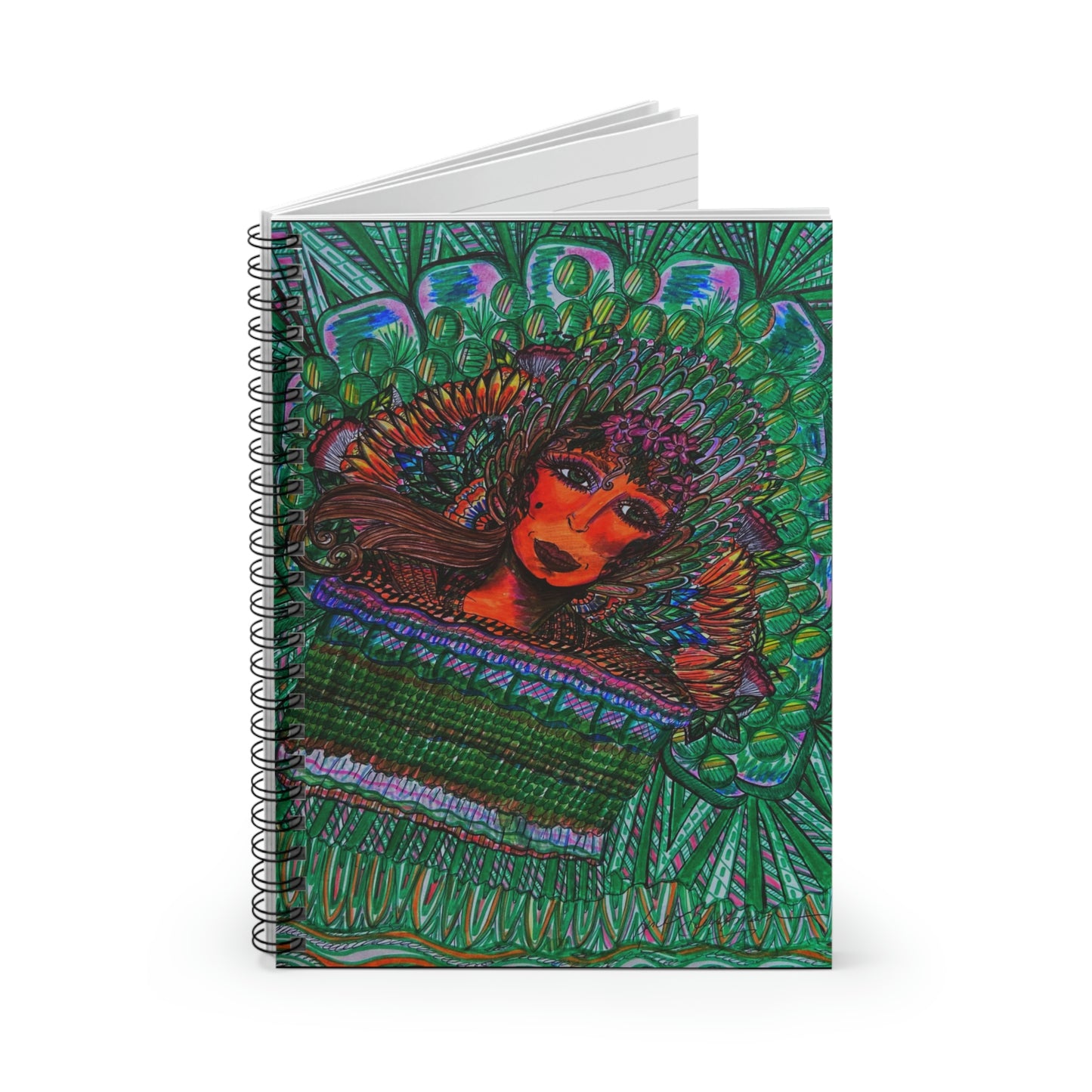 Abstract, Surreal Malachite Angel Spiral Notebook - Ruled Line