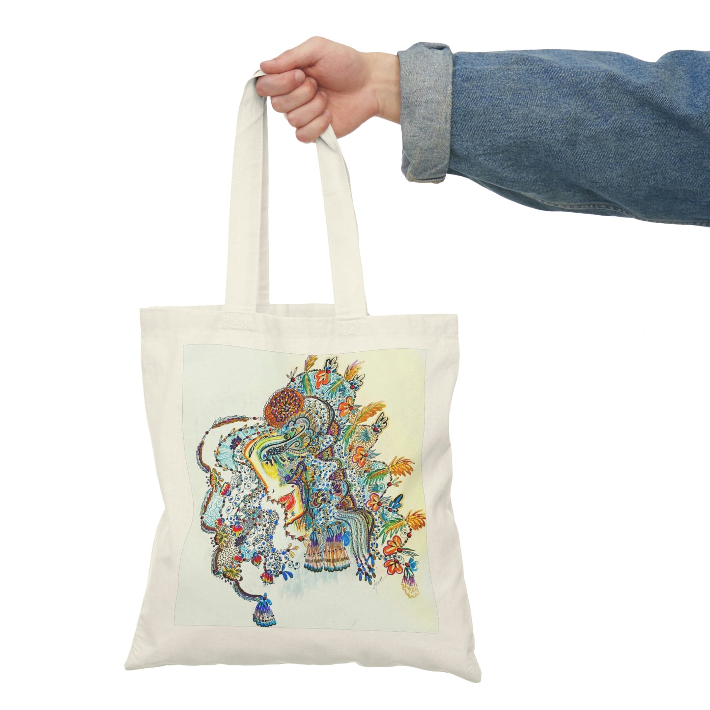 Abstract, Surreal Angel Natural Tote Bag, Aesthetic Canvas Bag Shopping Bag, Birthday Gift Bag, Bridal Gift Tote Bag, Library Bag.