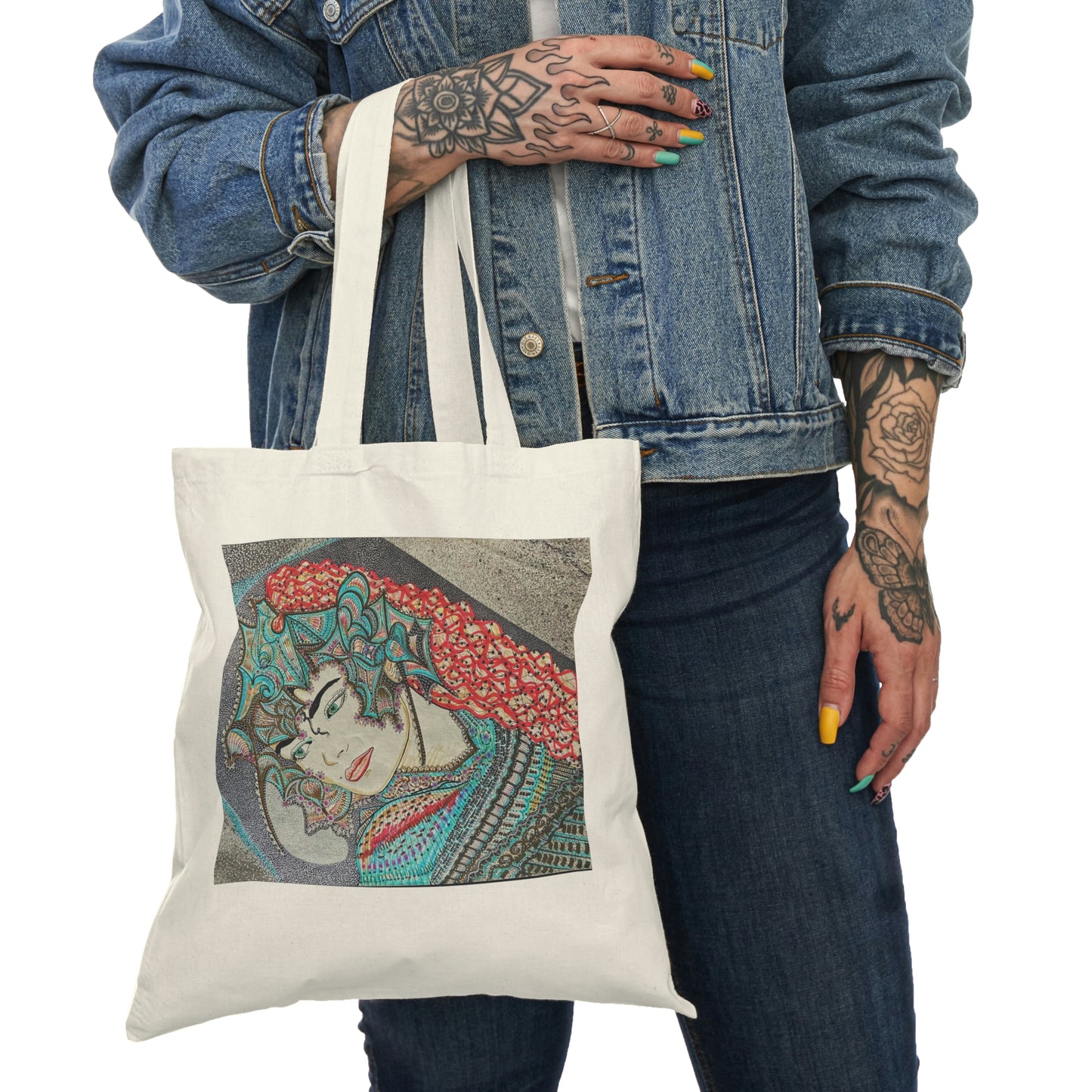 Abstract, Surreal Knight Natural Tote Bag, Aesthetic Canvas Bag Shopping Bag, Birthday Gift Bag, Bridal Gift Tote Bag, Library Bag.