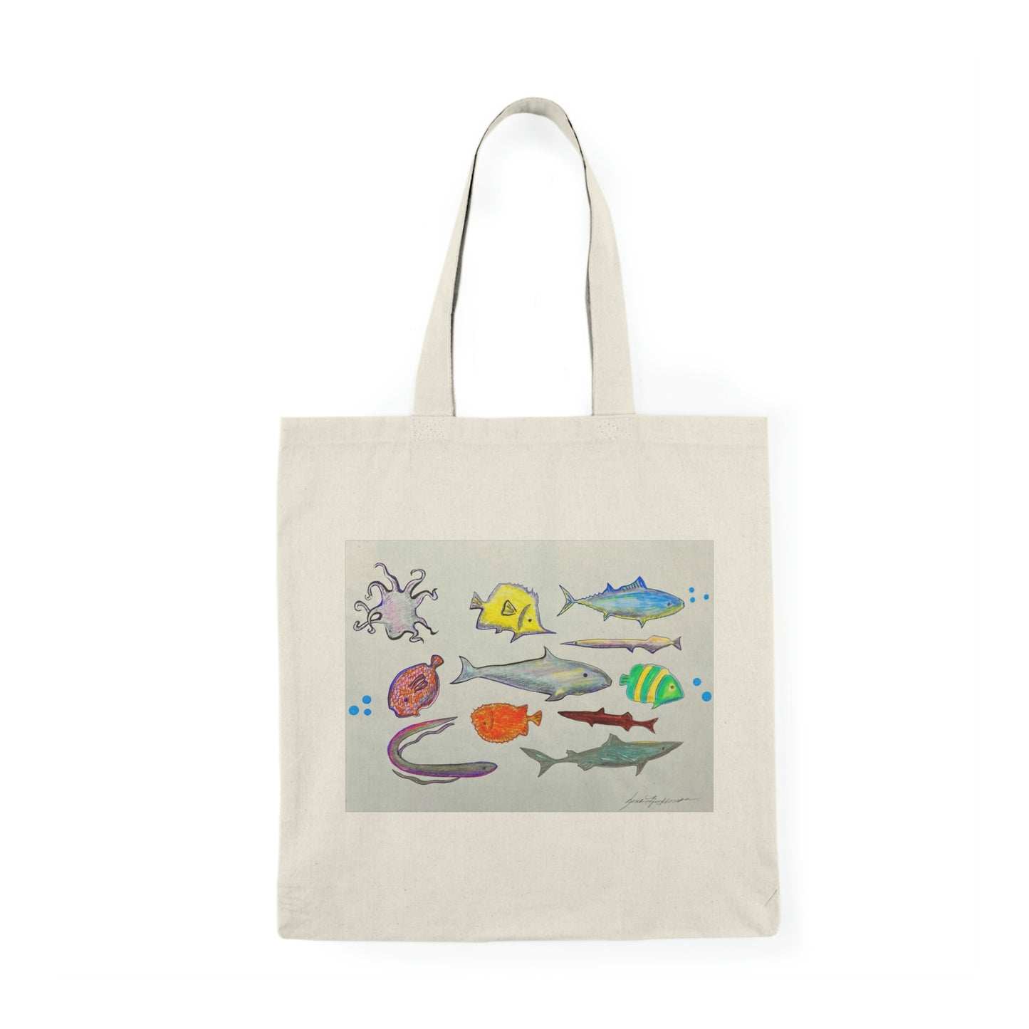 Abstract, Surreal Marine Life Natural Tote Bag, Aesthetic Canvas Bag Shopping Bag, Birthday Gift Bag, Bridal Gift Tote Bag, Library Bag.