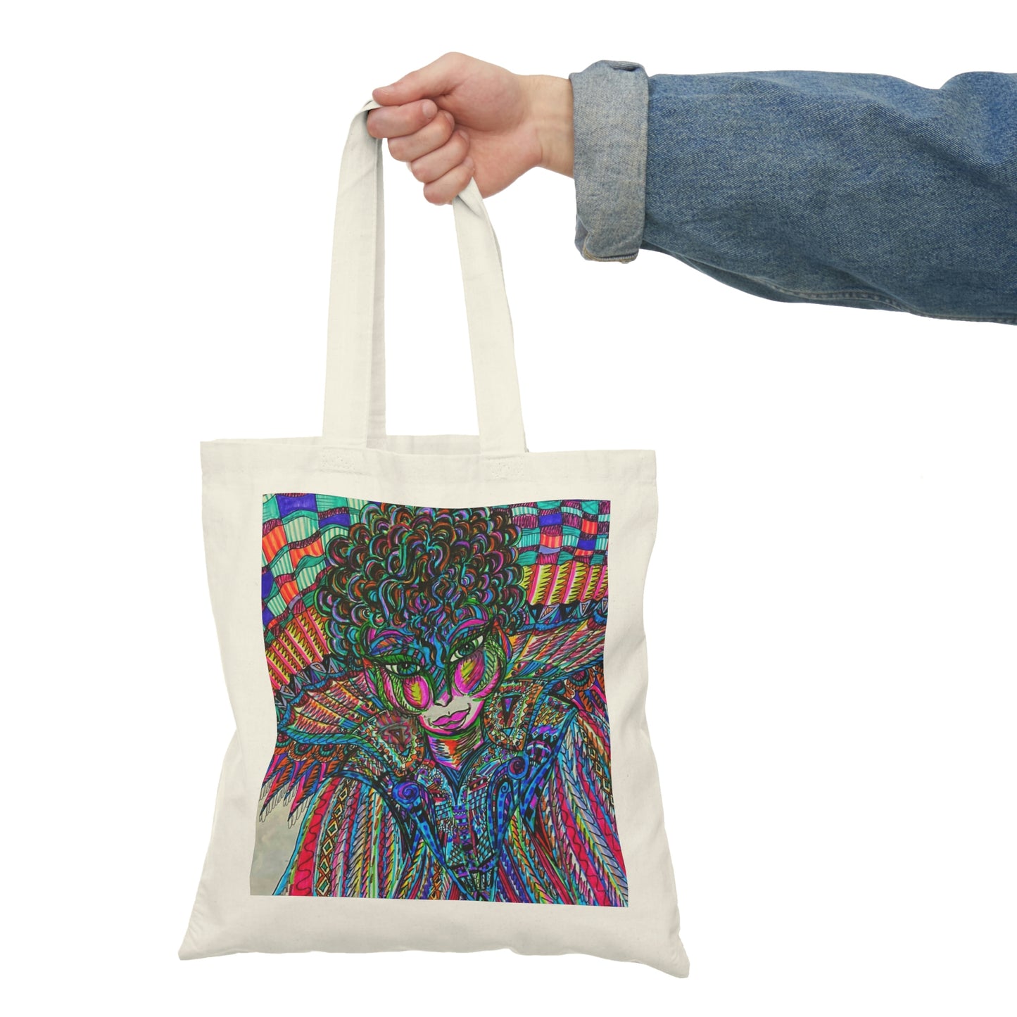 Abstract, Surreal Angel Natural Tote Bag, Aesthetic Canvas Bag Shopping Bag, Birthday Gift Bag, Bridal Gift Tote Bag, Library Bag.