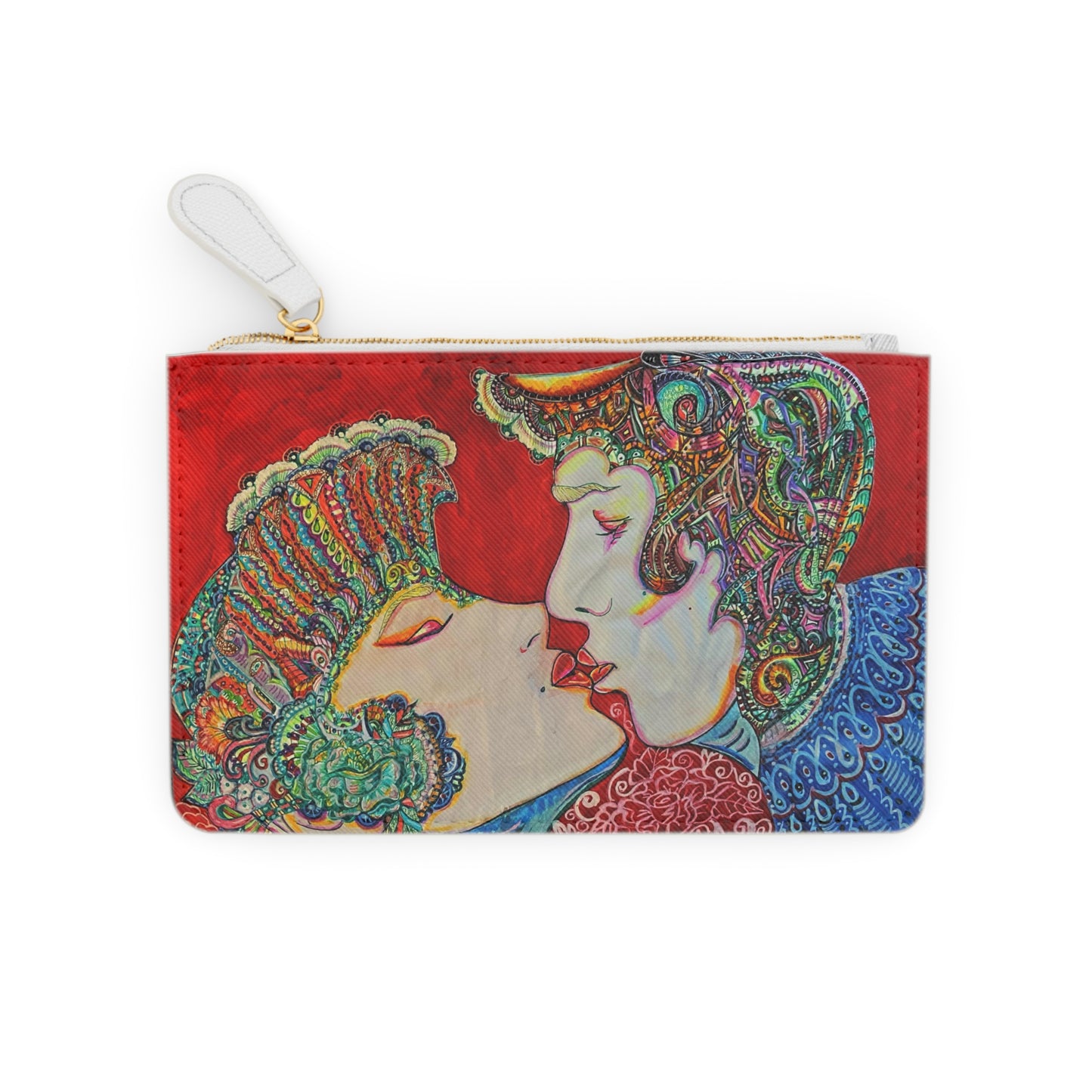 Abstract Surreal Romantic Kiss Mini Clutch Bag, Bridal Clutch Purse, Designer Party Clutch, Modern Evening Clutch, Wristlet Wallet for women, Evening Clutch Purse, gifts for her, gifts for bridesmaids, Bag, Bagging