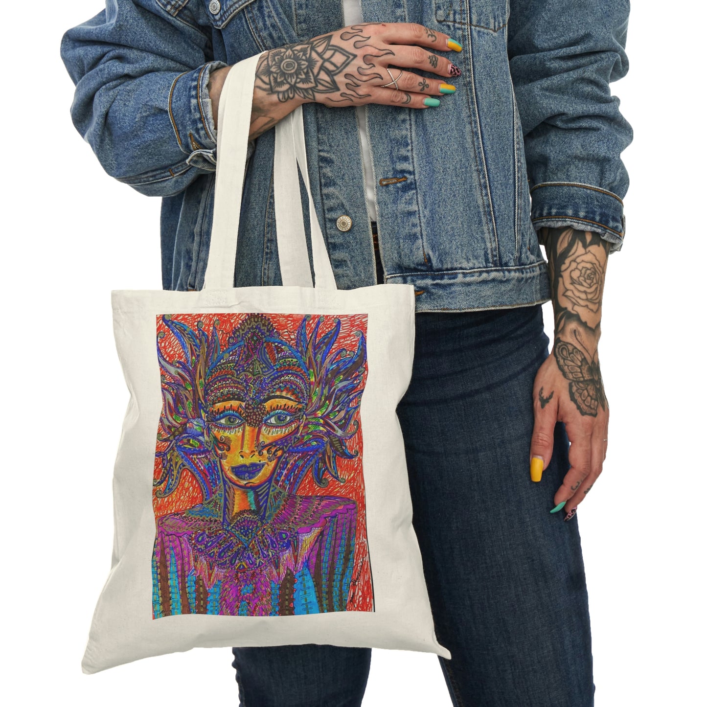 Abstract, Surreal Angel Natural Tote Bag, Aesthetic Canvas Bag Shopping Bag, Birthday Gift Bag, Bridal Gift Tote Bag, Library Bag.