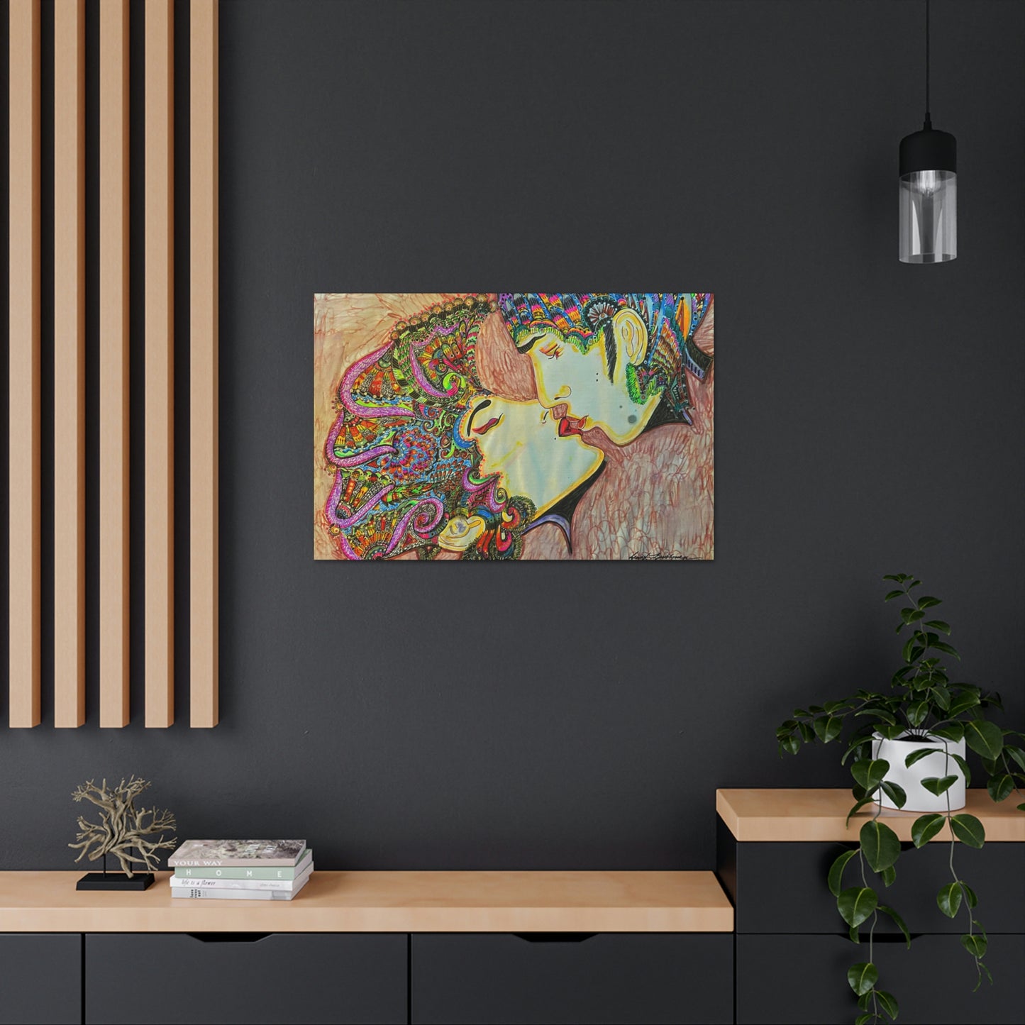 Romantic Kiss Fashion, Abstract, Surreal, Friendship, Inspiration Wall Art