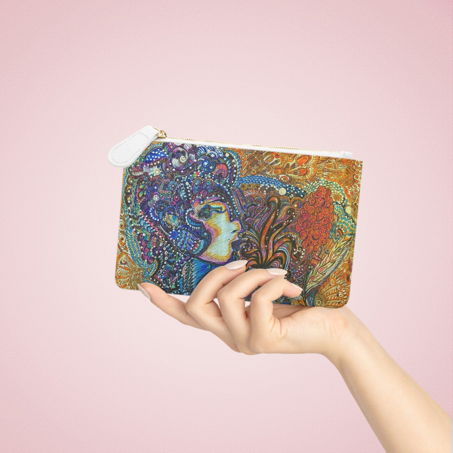 Abstract Surreal Kiss Mini Clutch Bag, Bridal Clutch Purse, Designer Party Clutch, Modern Evening Clutch, Wristlet Wallet for women, Evening Clutch Purse, gifts for her, gifts for bridesmaids, Bag, Bagging