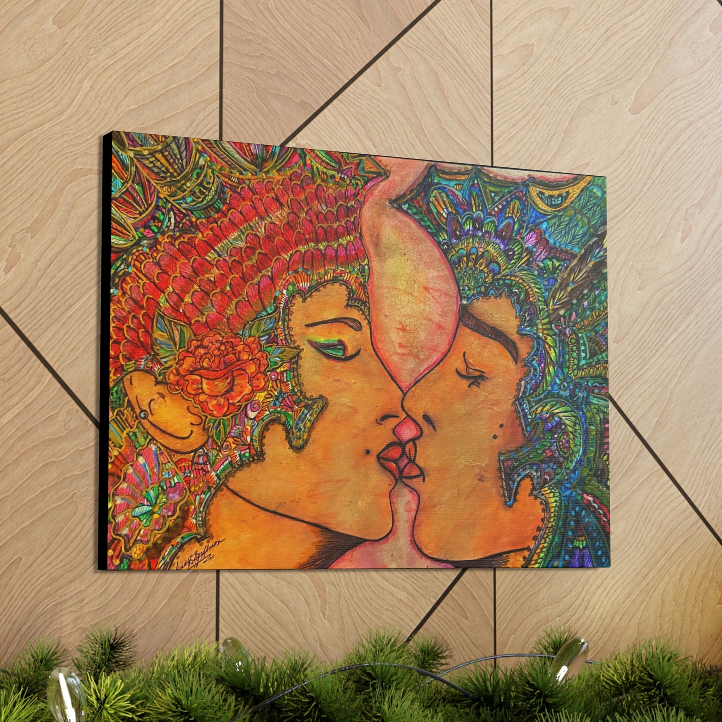 Romantic Kiss Fashion, Abstract, Surreal, Friendship, Inspiration Wall Art