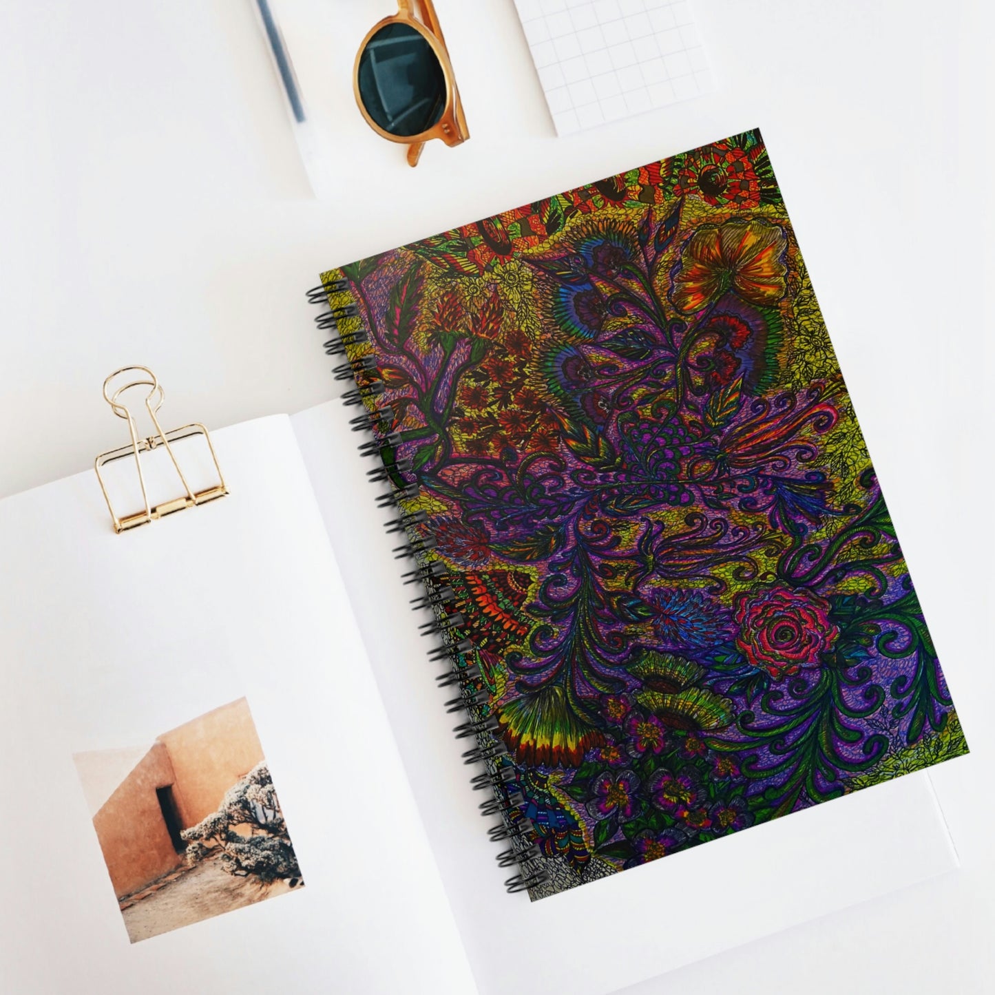 Abstract, Surreal Floral Spiral Notebook - Ruled Line