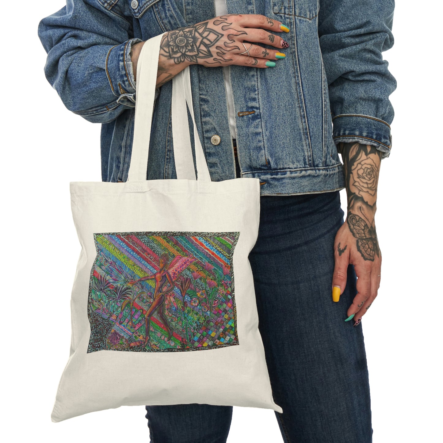 Abstract, Surreal, Hidden Fairy, Natural Tote Bag, Aesthetic Canvas Bag Shopping Bag, Birthday Gift Bag, Bridal Gift Tote Bag, Library Bag.
