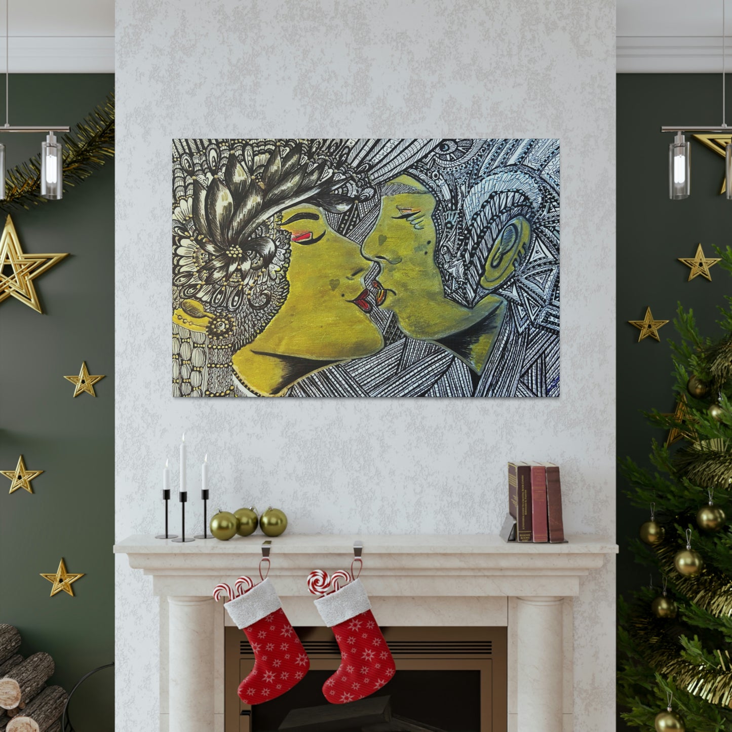 Romantic Kiss Fashion, Abstract, Surreal, Friendship, Inspiration Wall Art