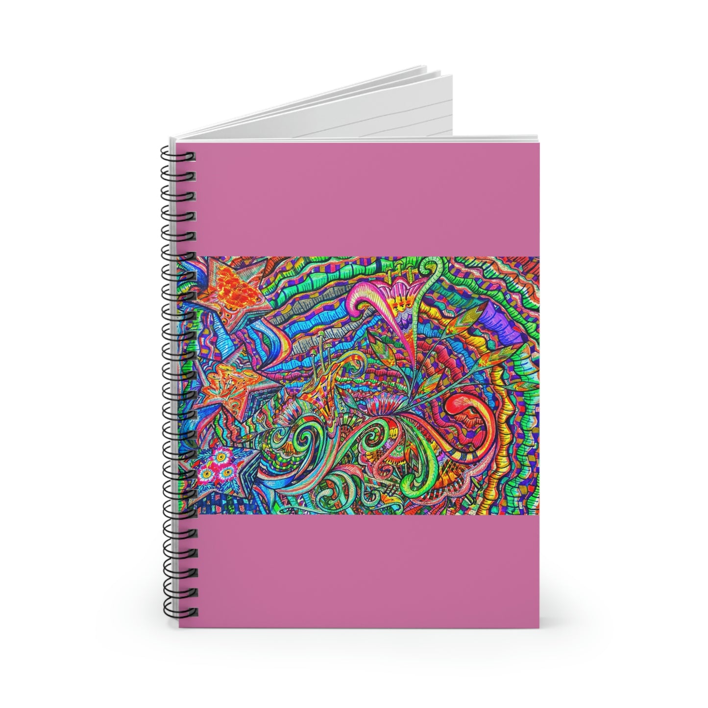 Abstract, Surreal Floral Star Spiral Notebook - Ruled Line