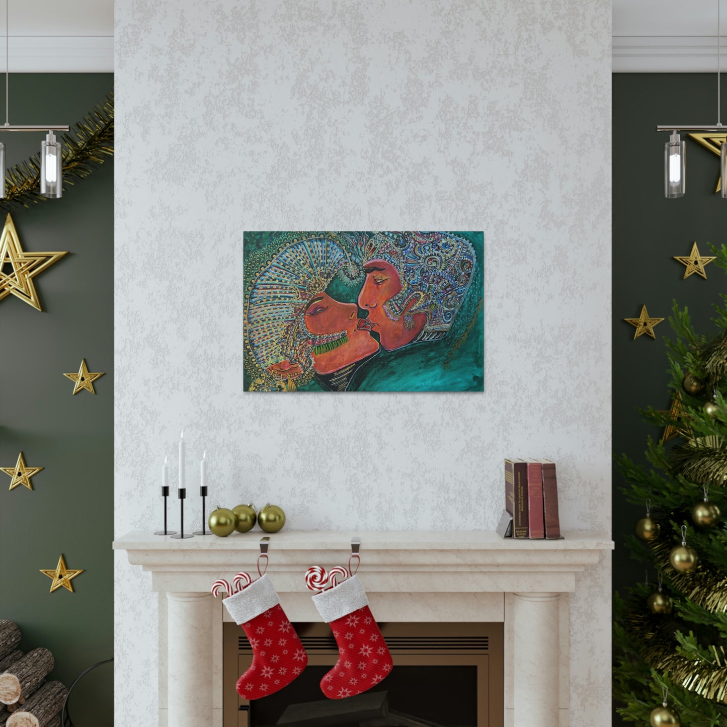 Romantic Kiss Fashion, Abstract, Surreal, Friendship, Inspiration Wall Art