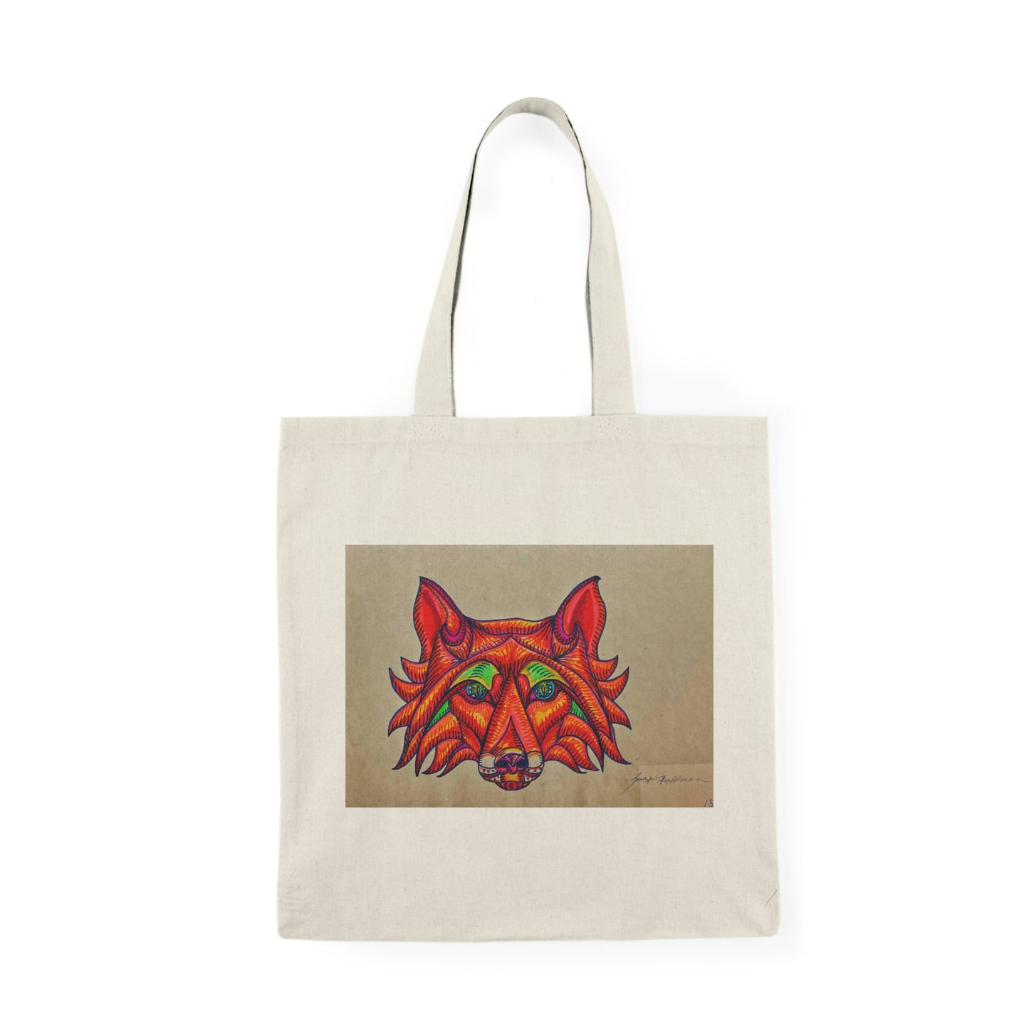 Abstract, Surreal Fox Natural Tote Bag, Aesthetic Canvas Bag Shopping Bag, Birthday Gift Bag, Bridal Gift Tote Bag, Library Bag.