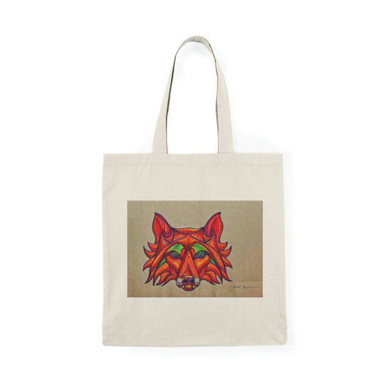 Abstract, Surreal Fox Natural Tote Bag, Aesthetic Canvas Bag Shopping Bag, Birthday Gift Bag, Bridal Gift Tote Bag, Library Bag.