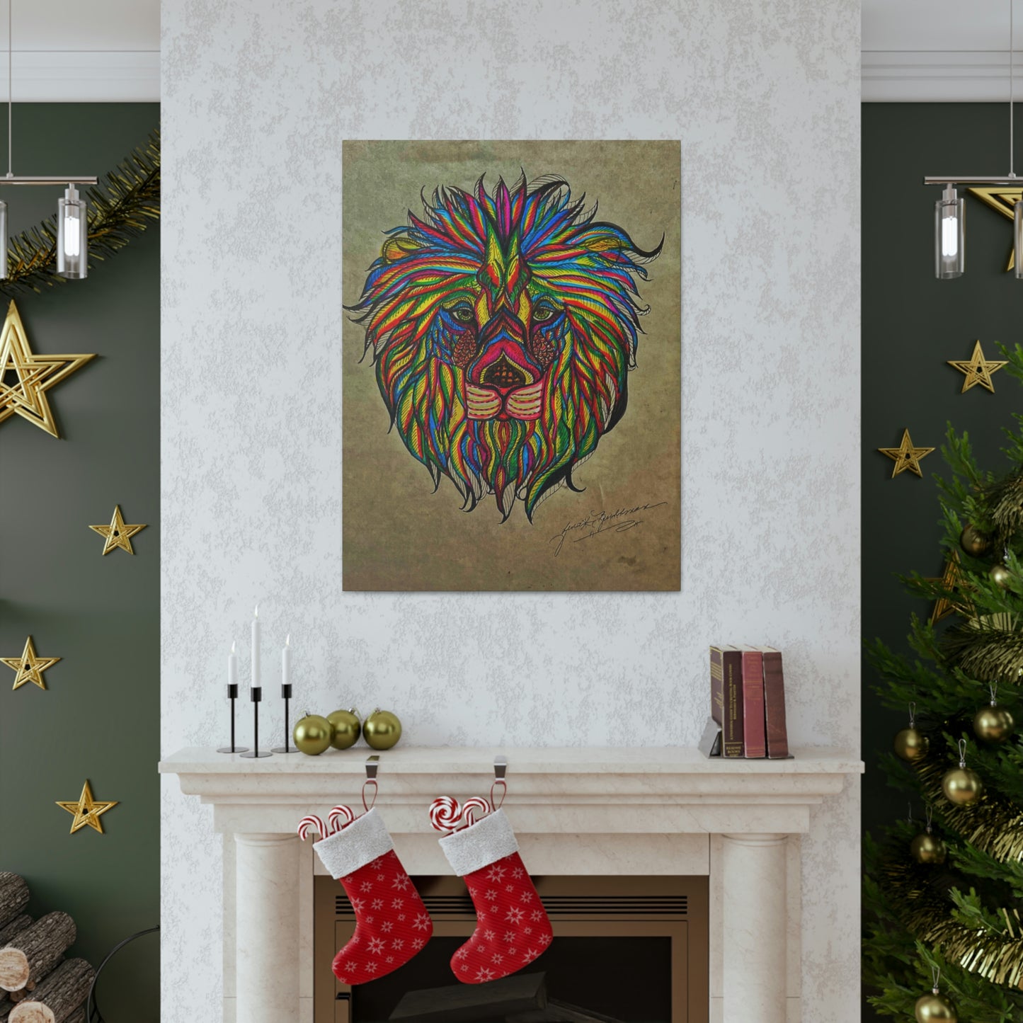 Colorful Lion Fashion, Abstract, Surreal, Friendship, Inspiration Wall Art
